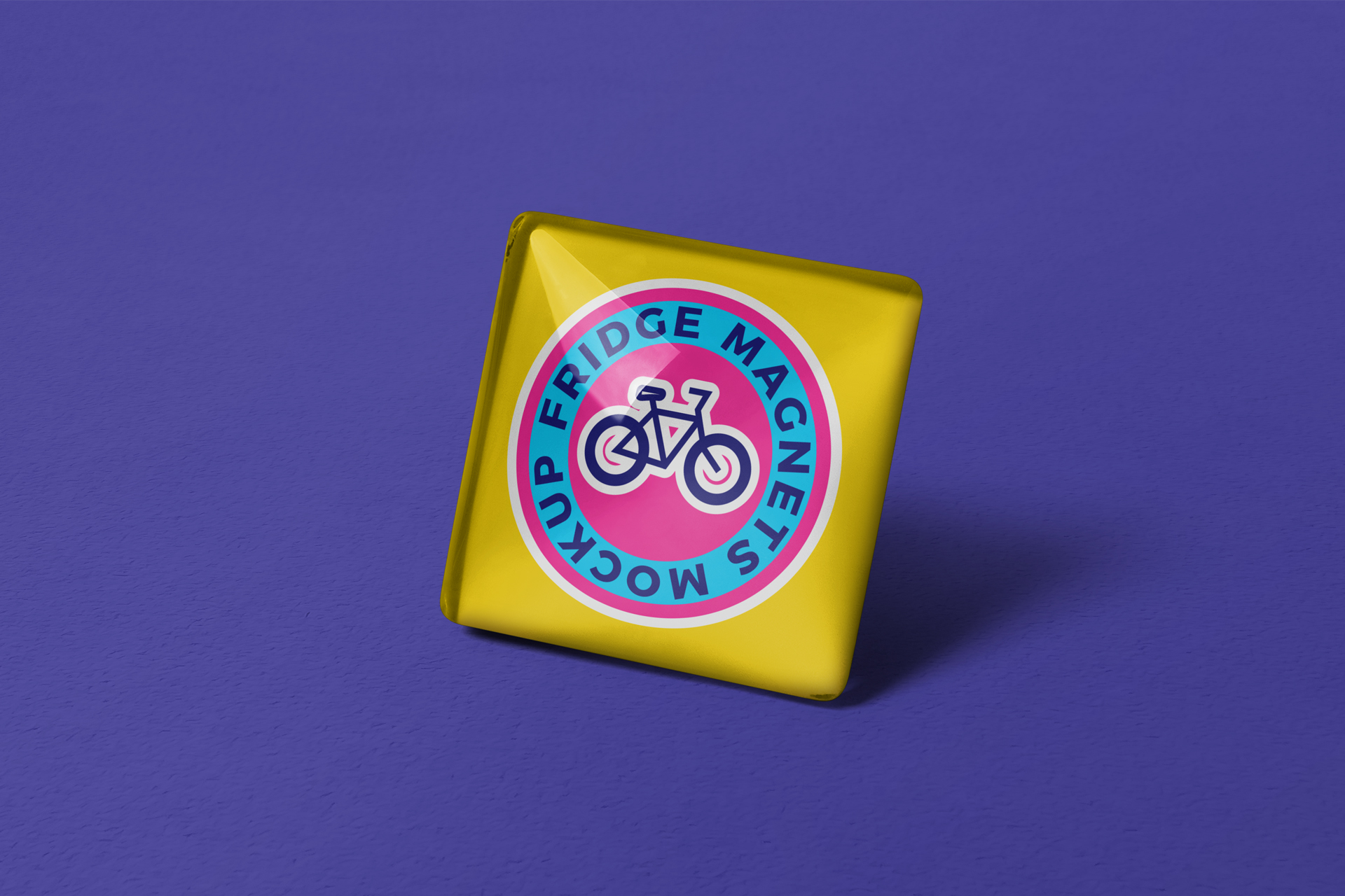 Square Fridge Magnet Mockup with Glossy Finish