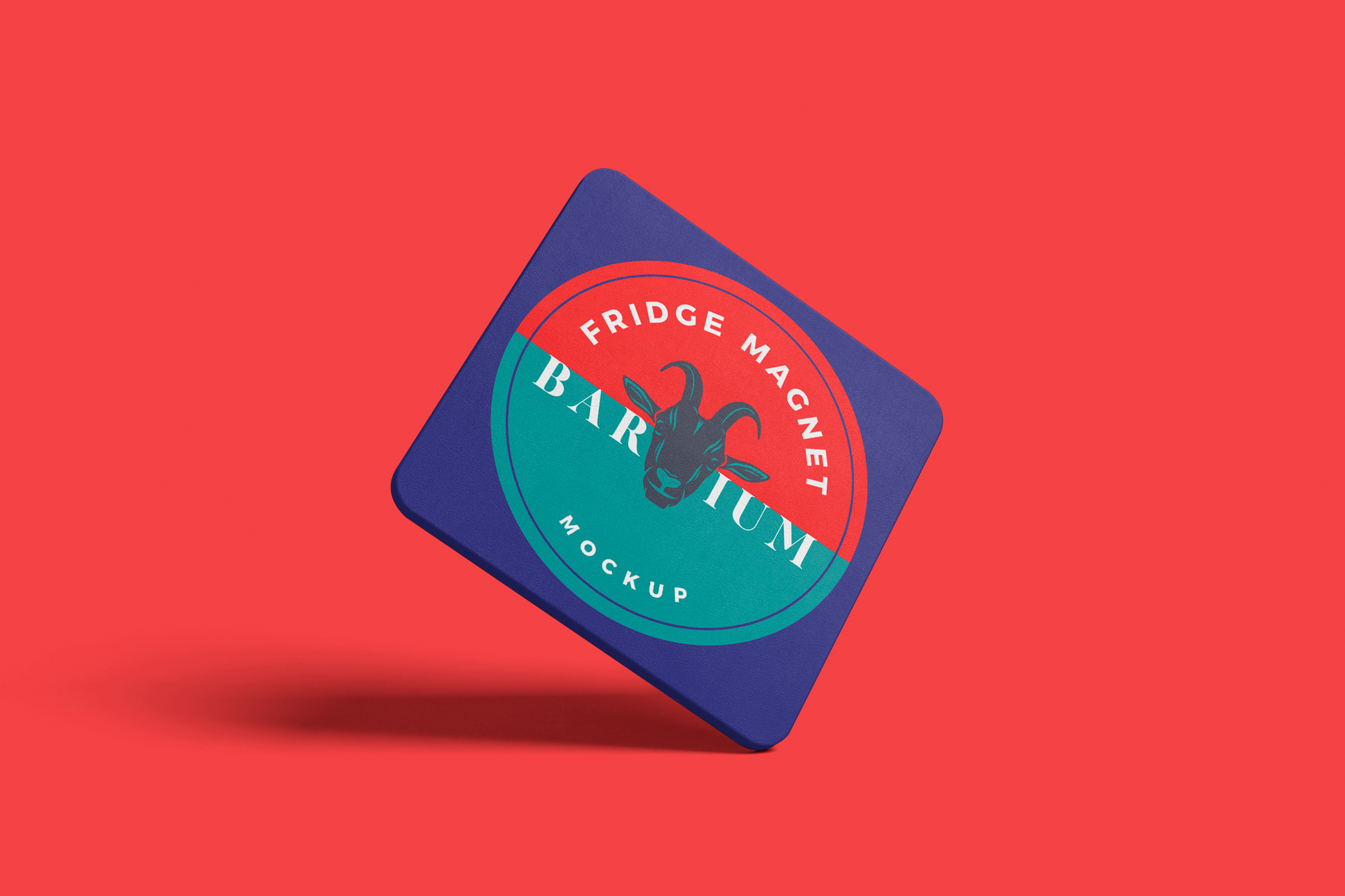 Square Fridge Magnet Mockup with Realistic Design