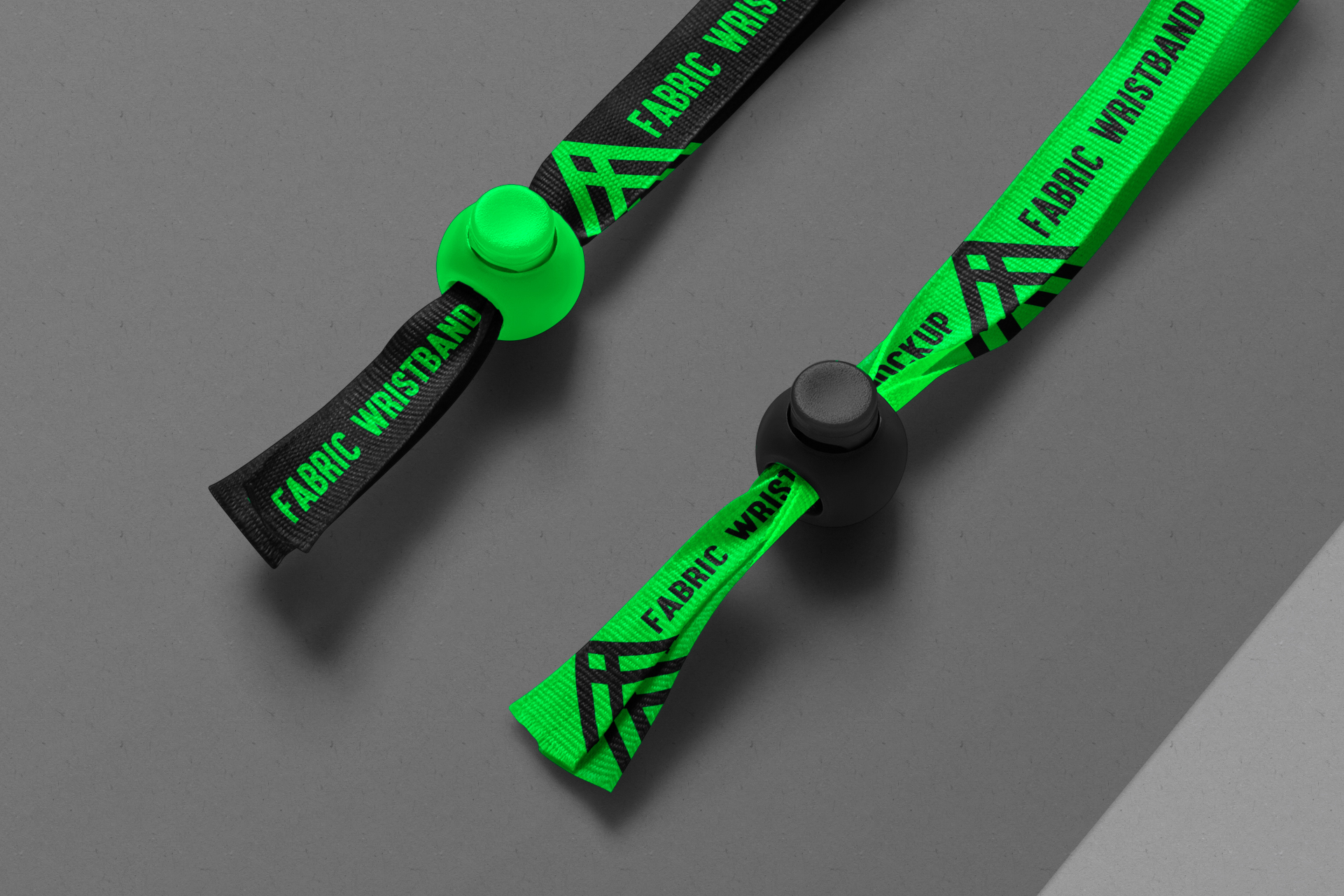 Set of Fabric Wristbands Mockup – Dual Color Bands PSD
