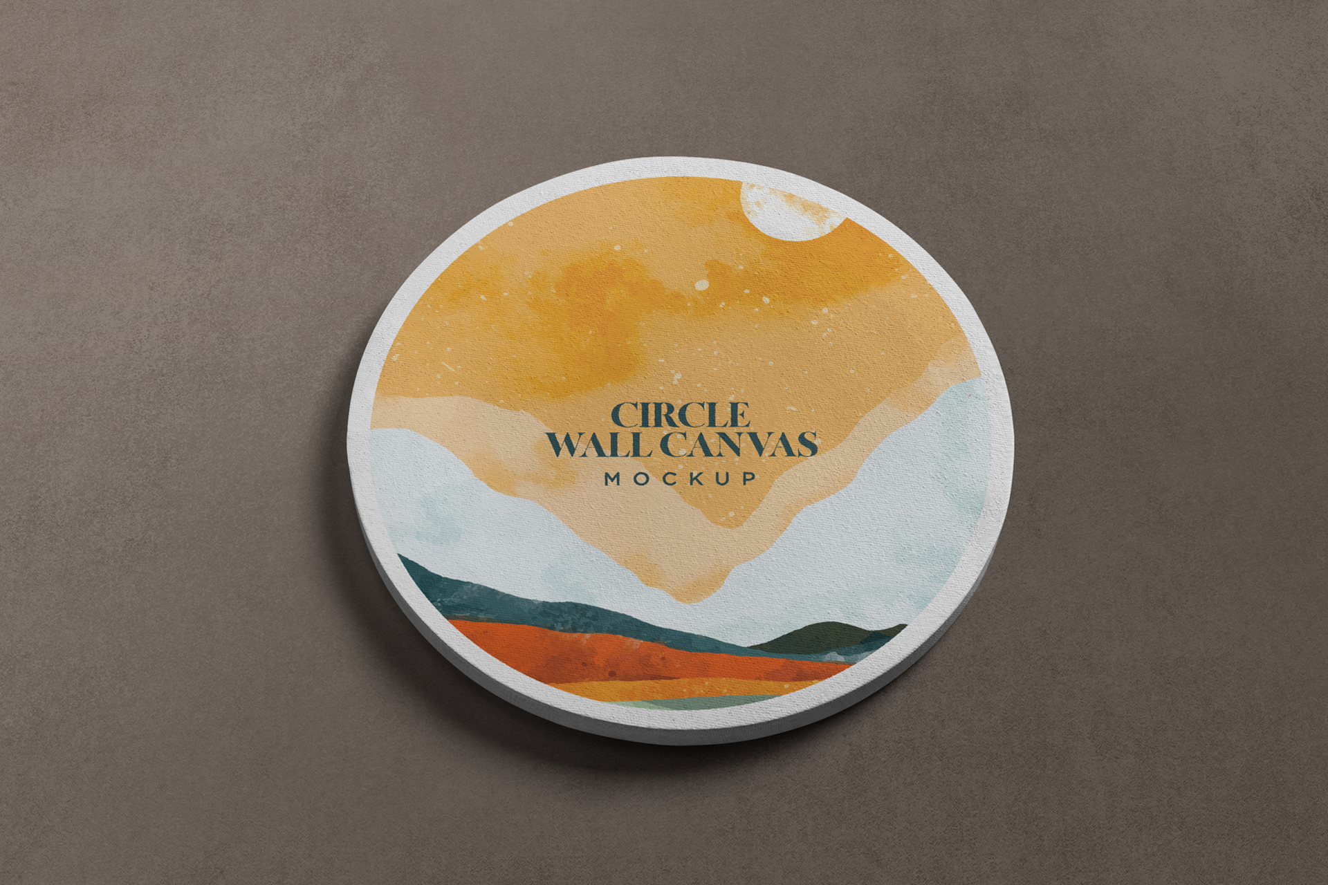 Minimalist Round Wall Canvas Mockup Top View