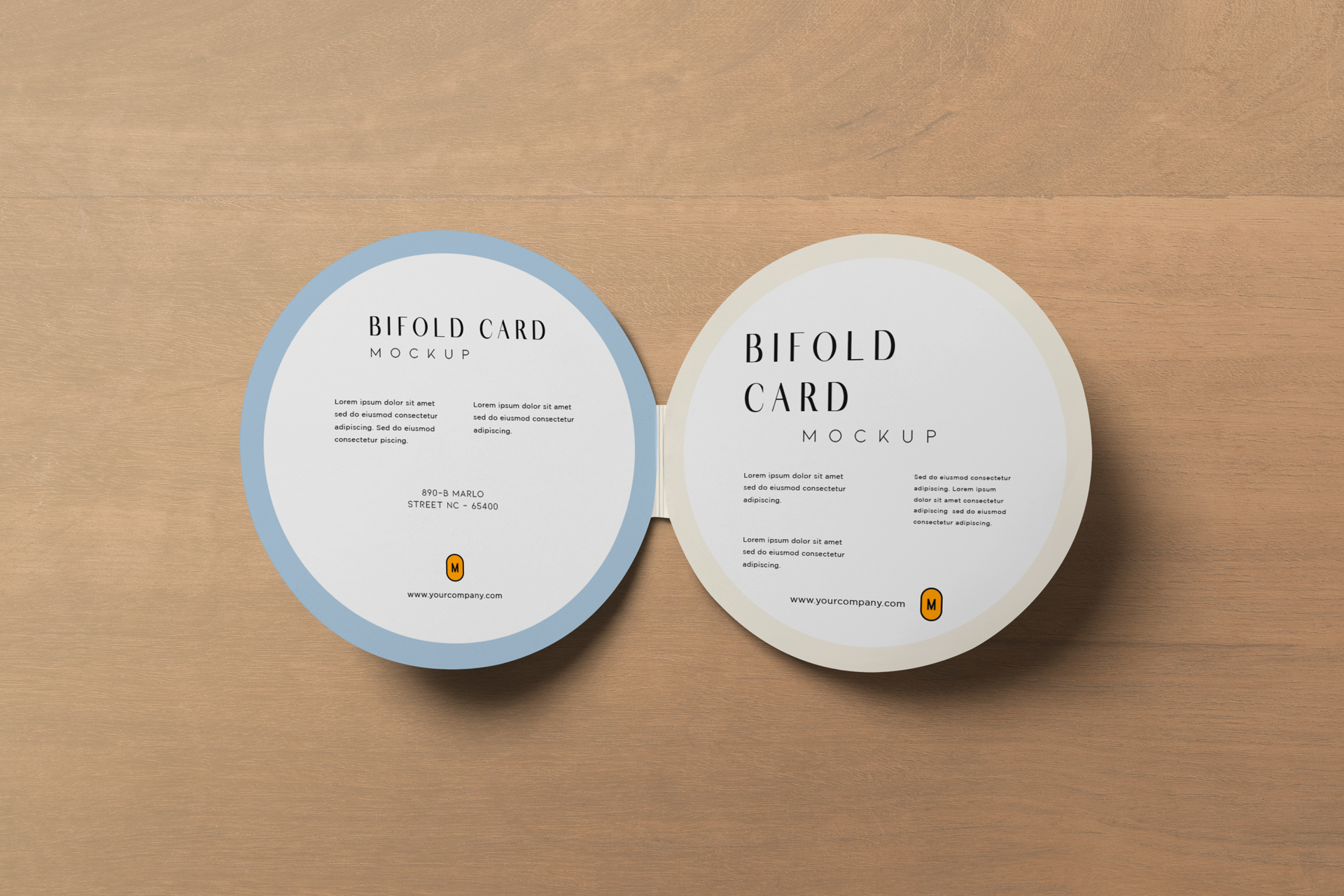 Minimalist Round Bi-Fold Card Mockup Front View