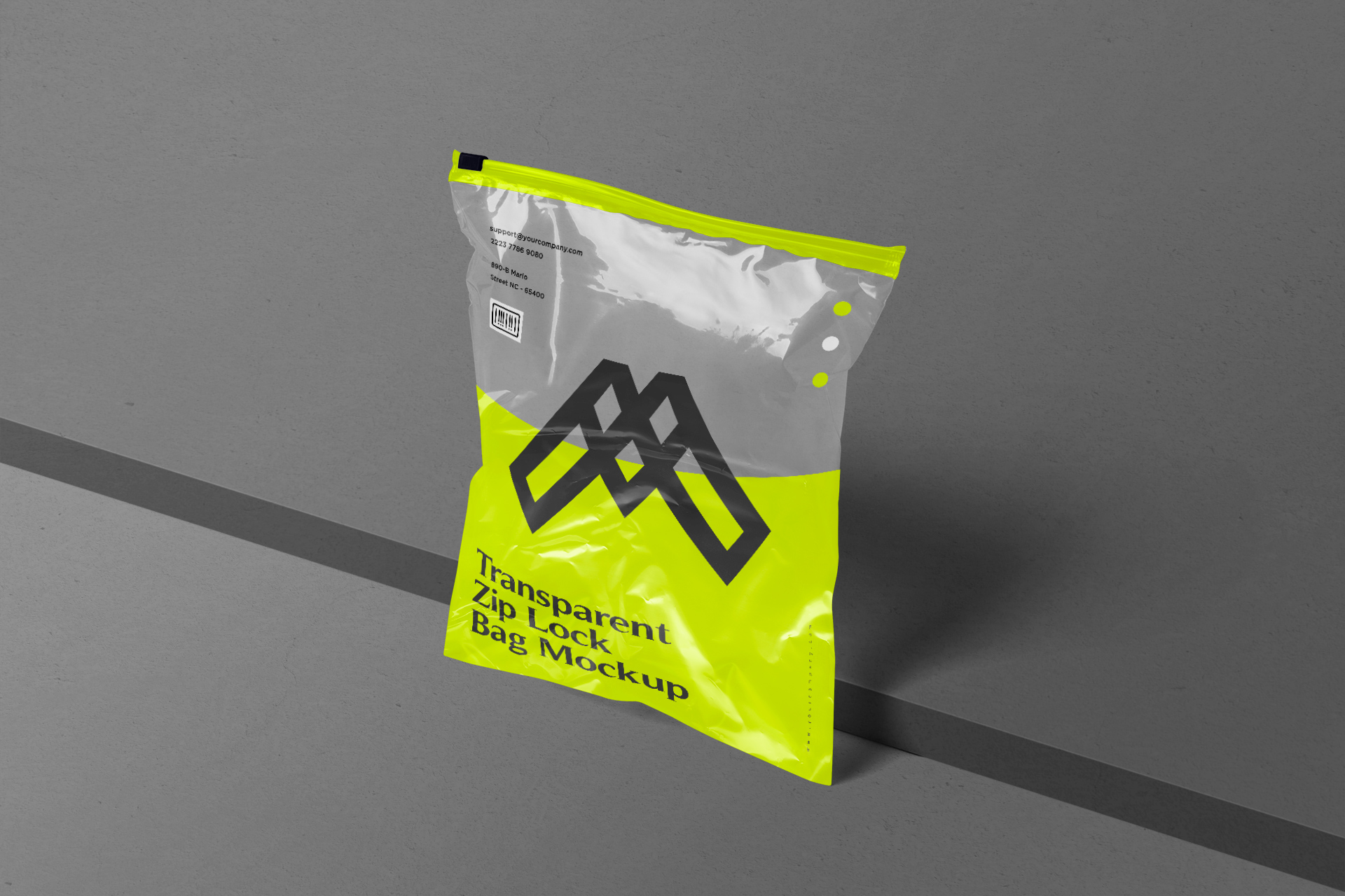 Standing Zip Lock Bag Mockup Realistic Display