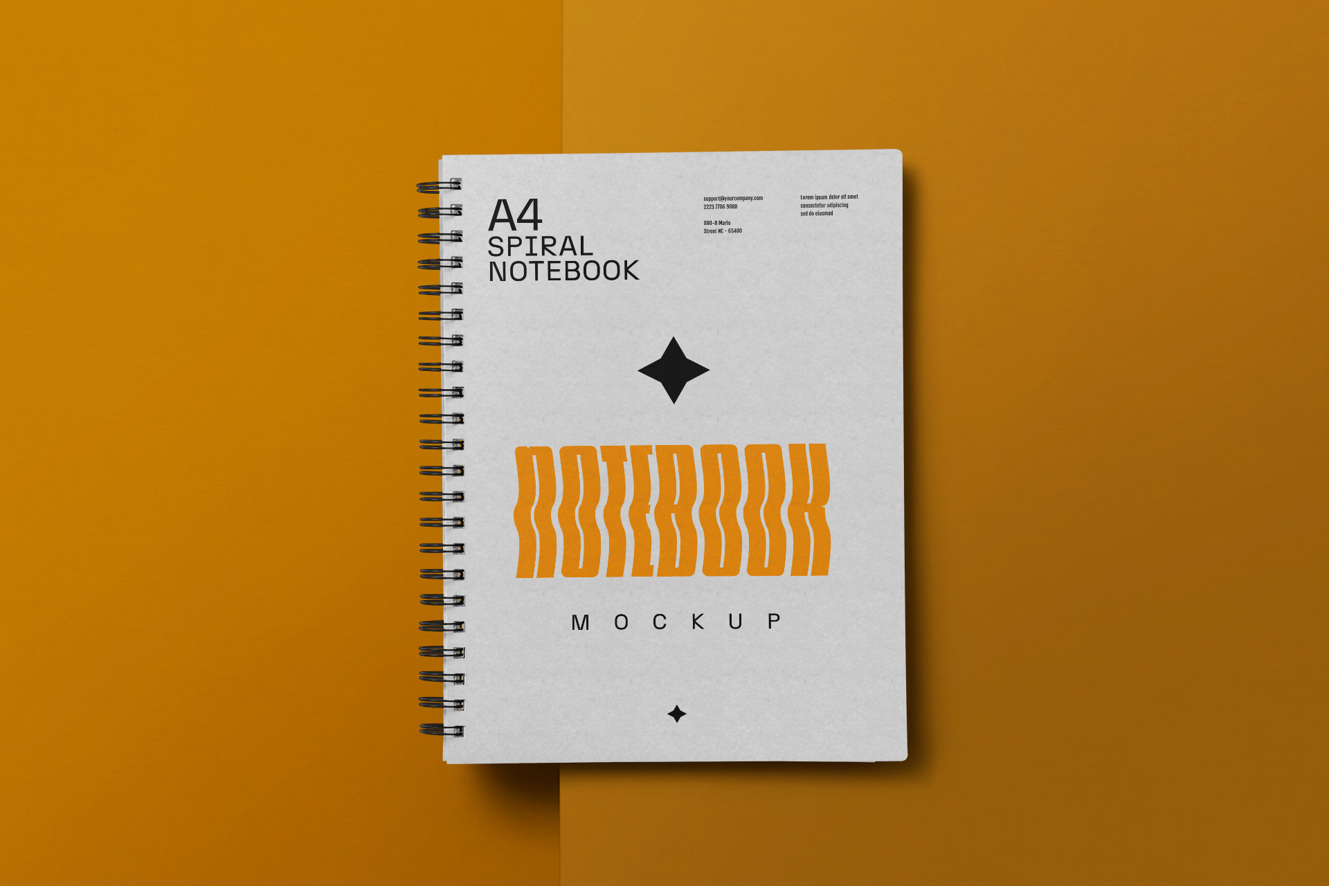 A4 Spiral Notebook Mockup High-Quality PSD