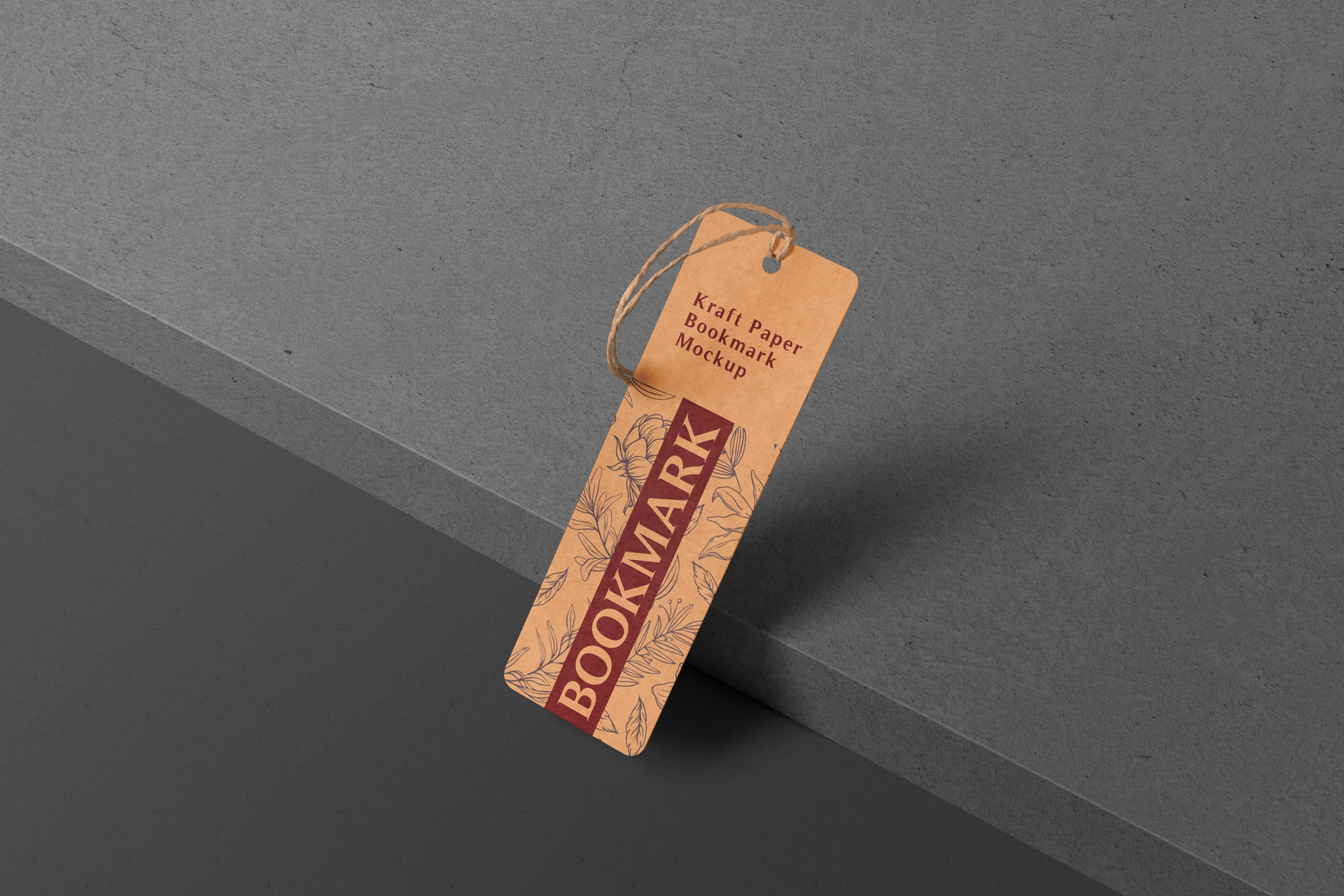 Kraft Paper Bookmark Mockup Realistic Hanging Display