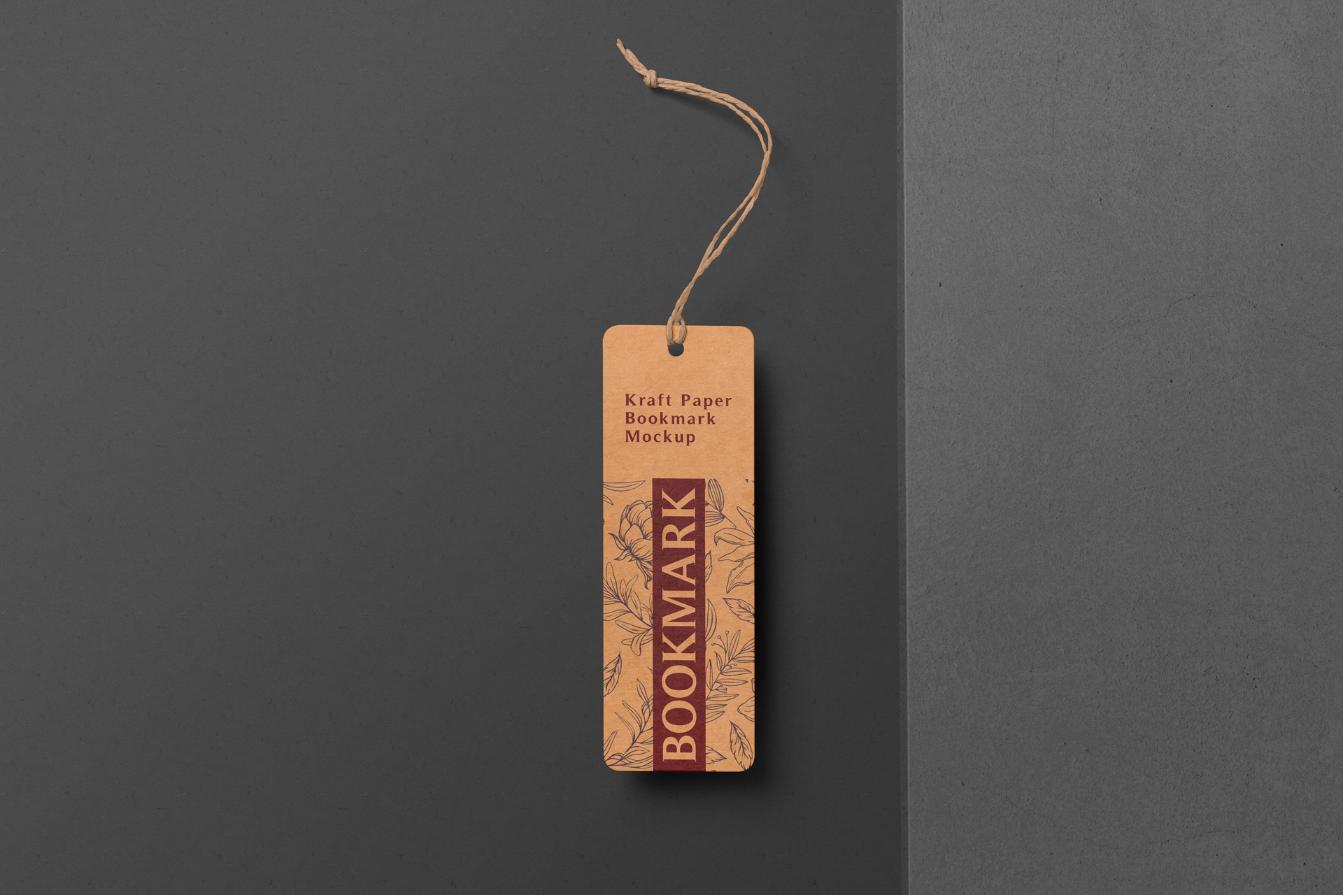 Kraft Paper Bookmark Mockup Flat Lay Stationery View