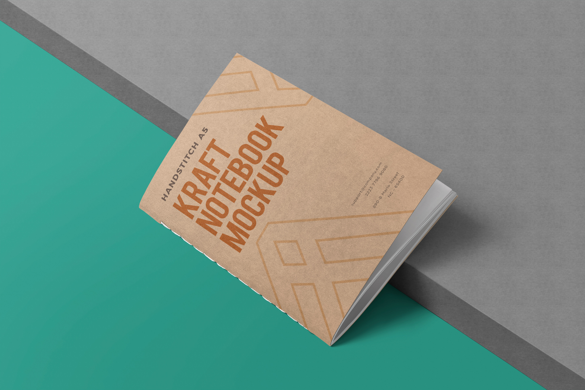 A5 Kraft Notebook Mockup Standing Cover Display
