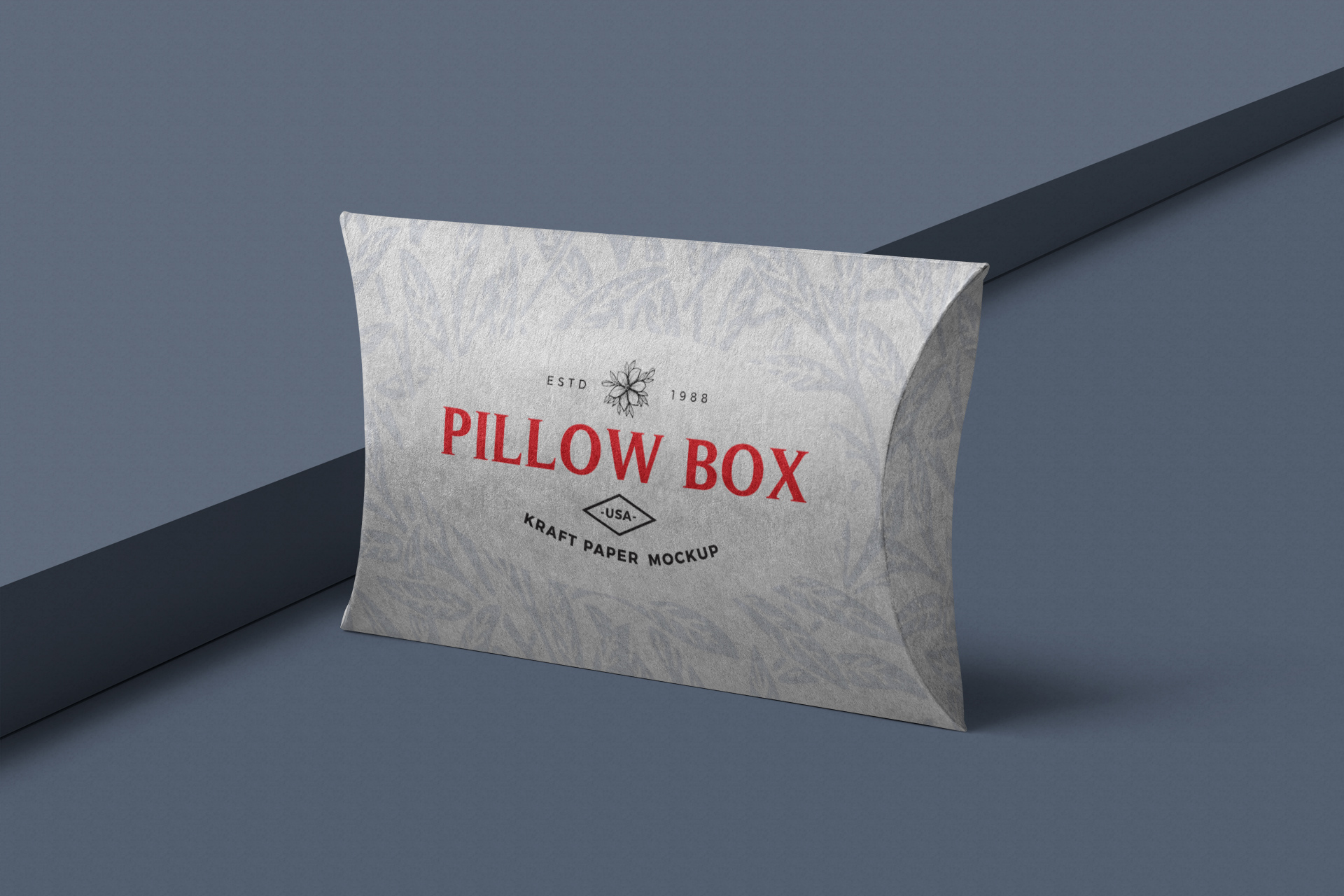 Kraft Paper Pillow Box Mockup Standing Display