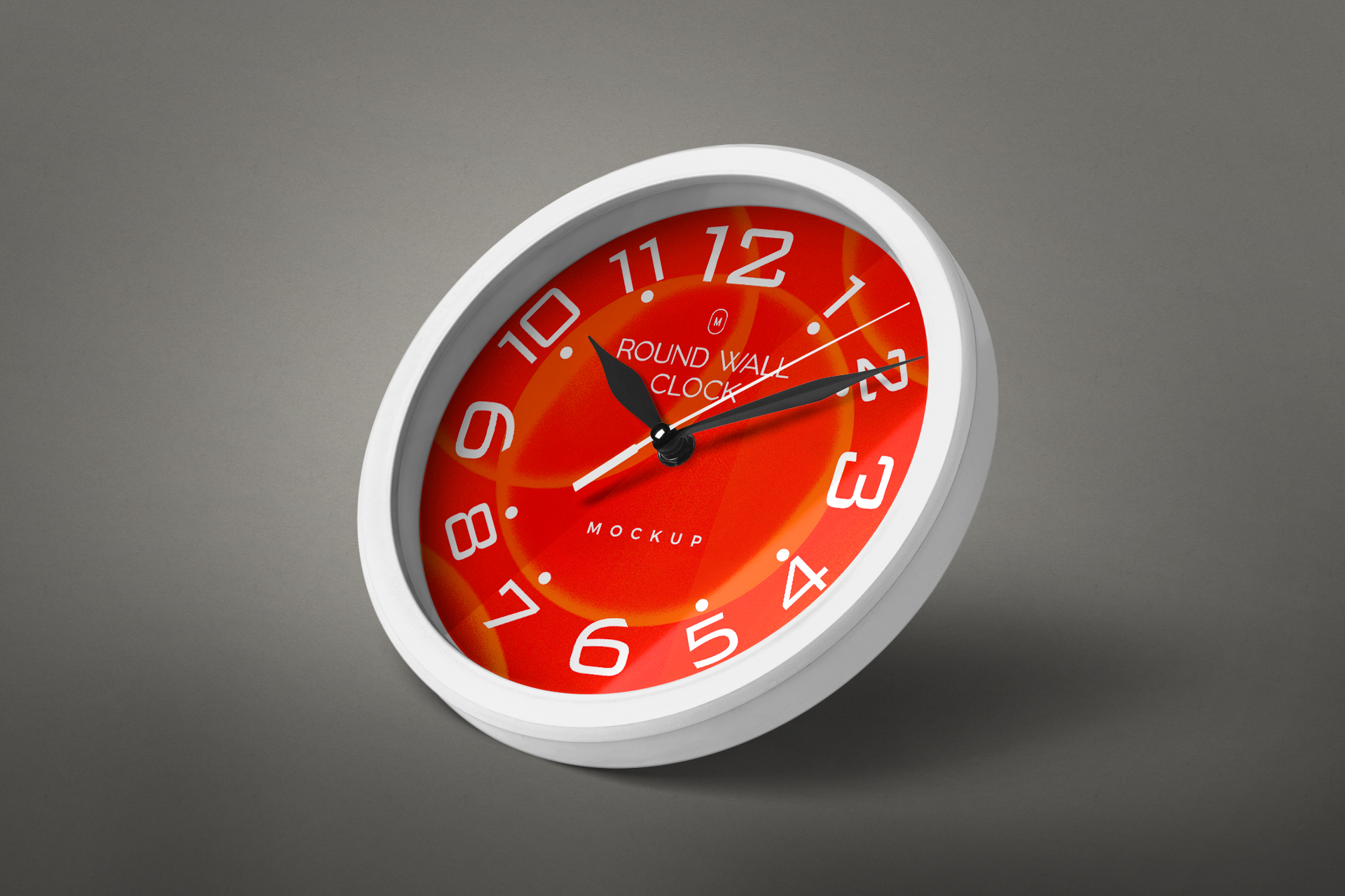 Round Wall Clock Mockup Angled Realistic Showcase