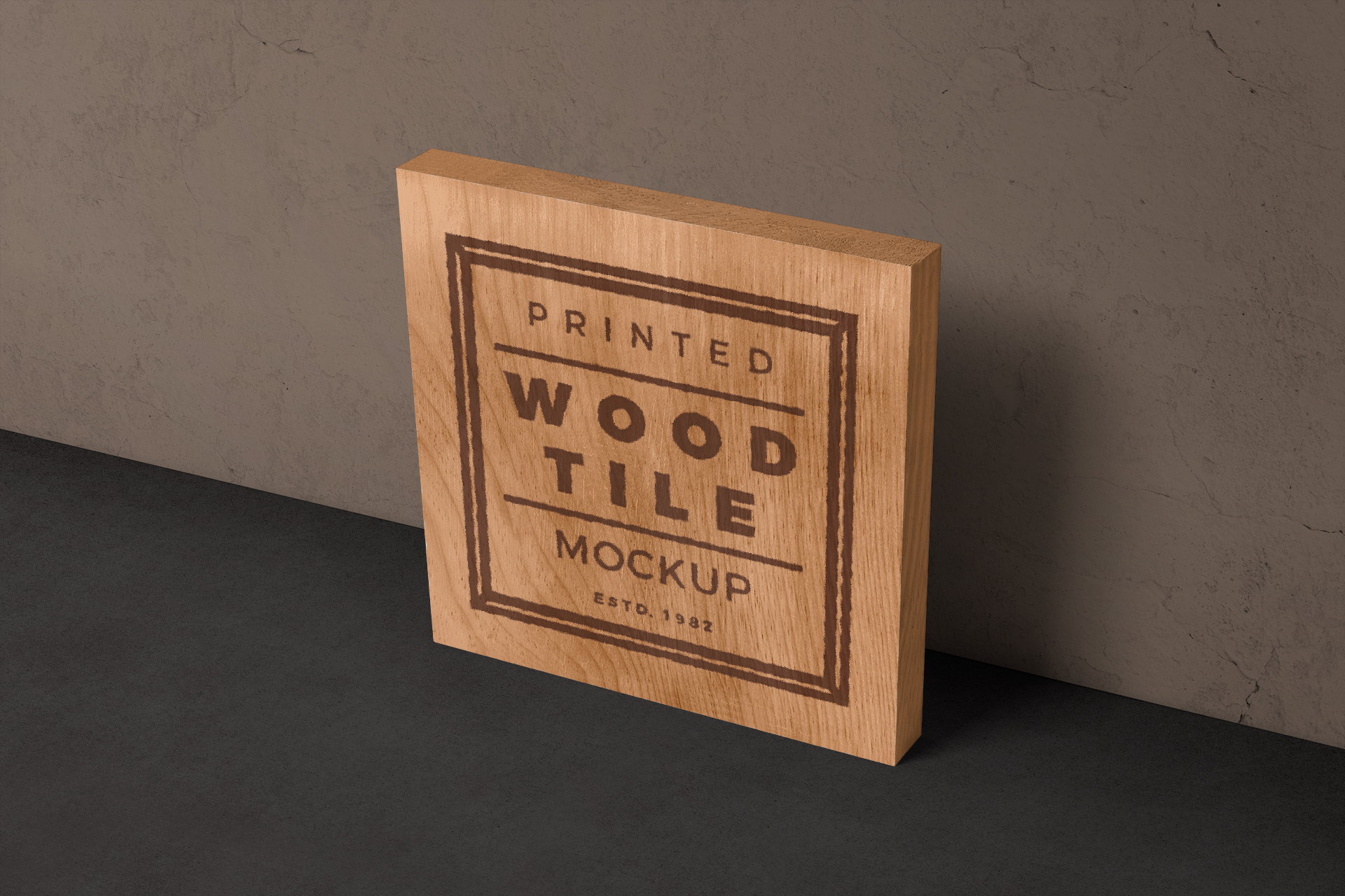 Square Wood Tile Mockup Realistic Standing Display