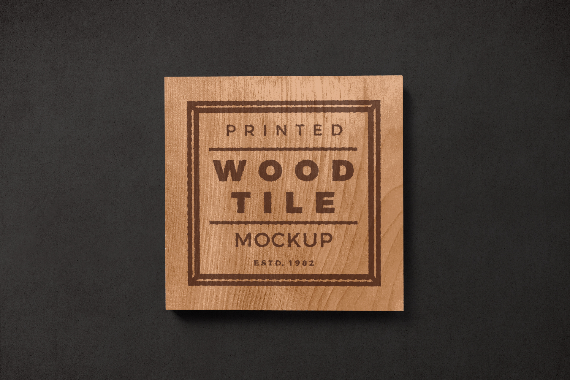 Square Wood Tile Mockup Front View Realistic Layout