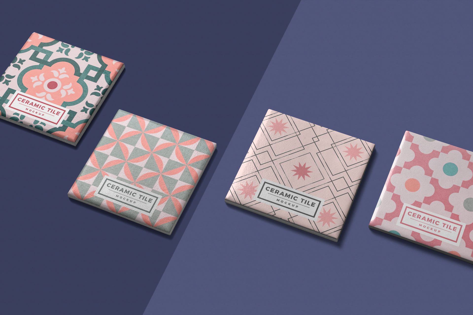 Decorative Ceramic Tile Mockup Realistic Layout Set