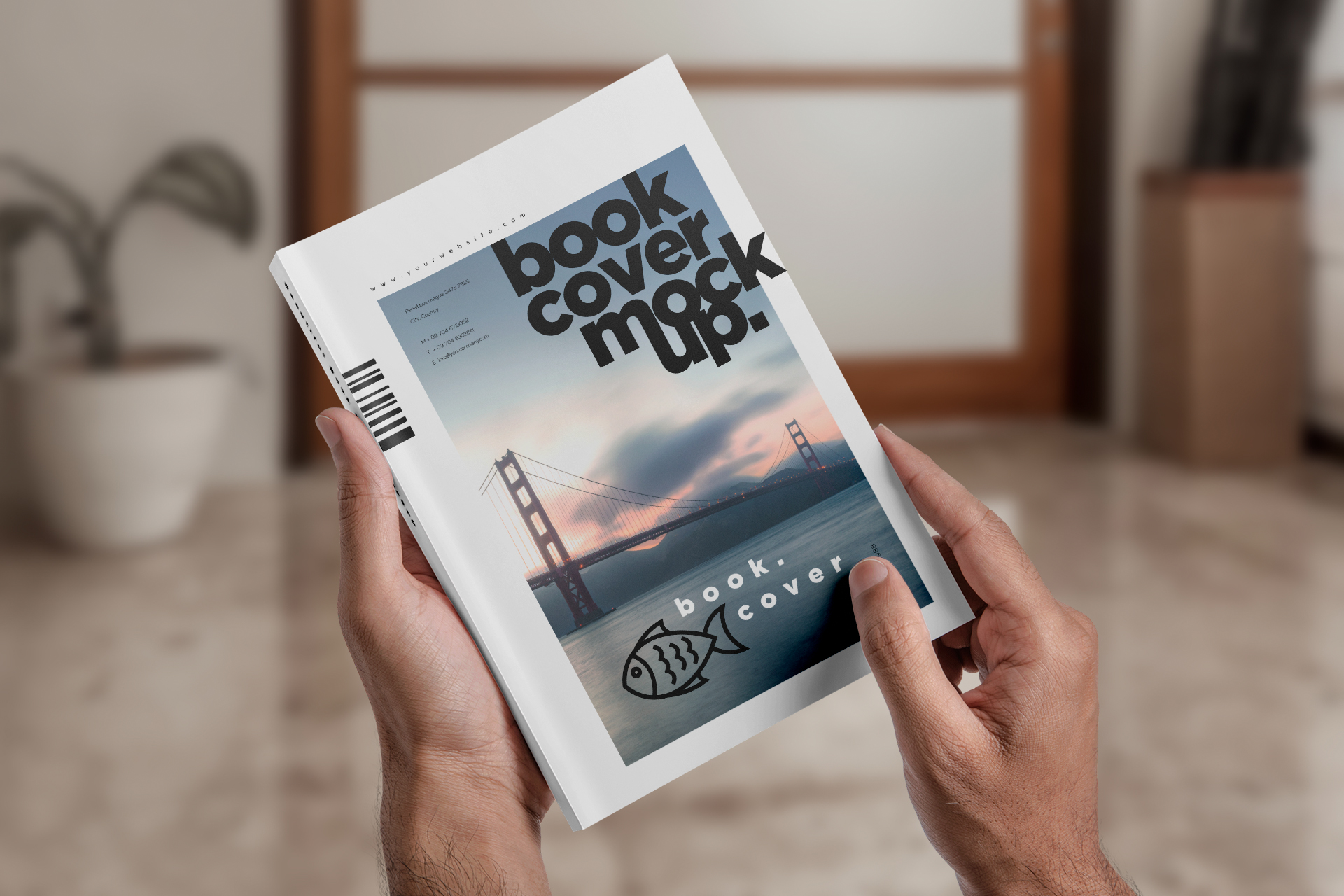 Professional Book Cover Mock-up Realistic Hand View