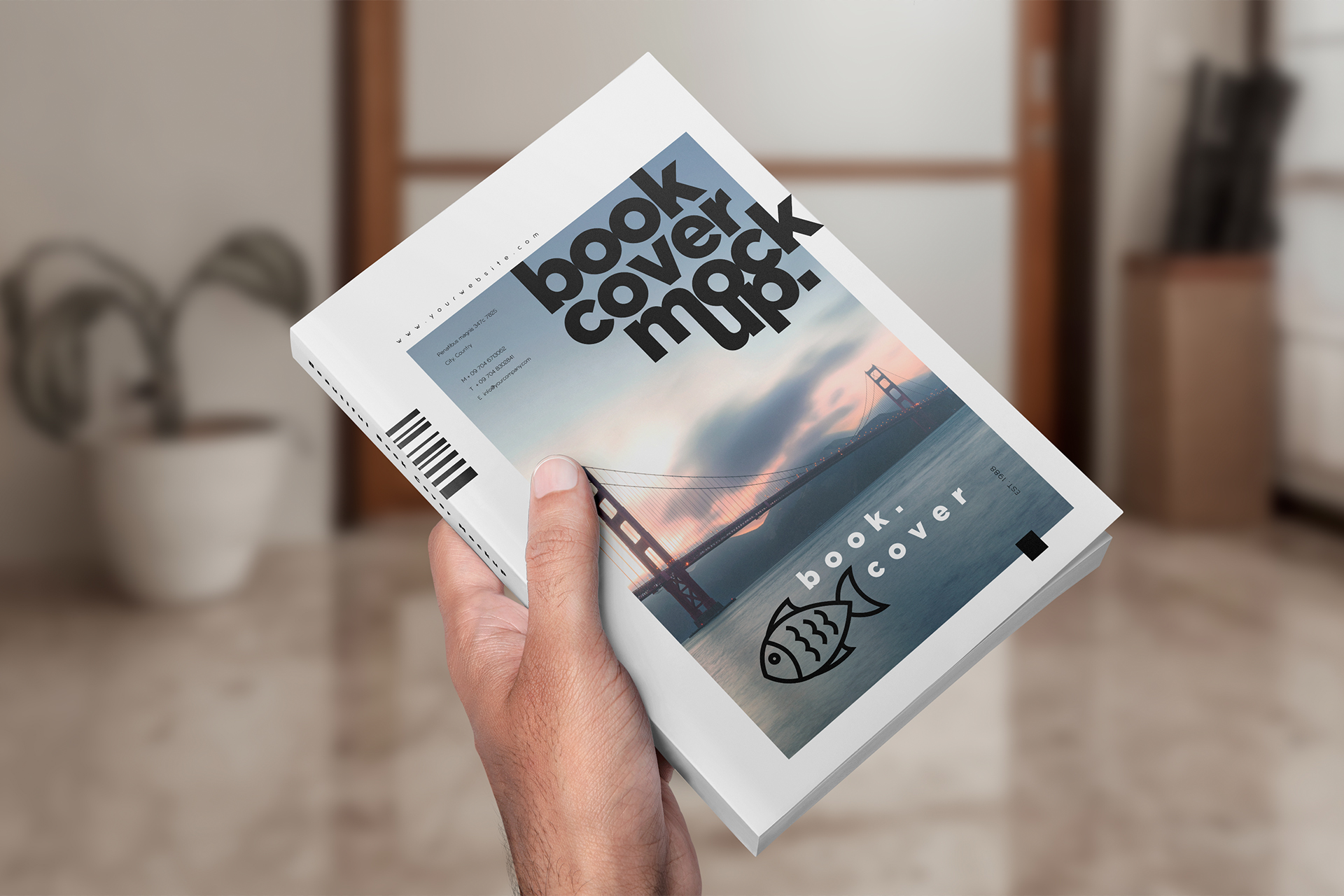 Softcover Book Mock-up Angled Handheld Presentation