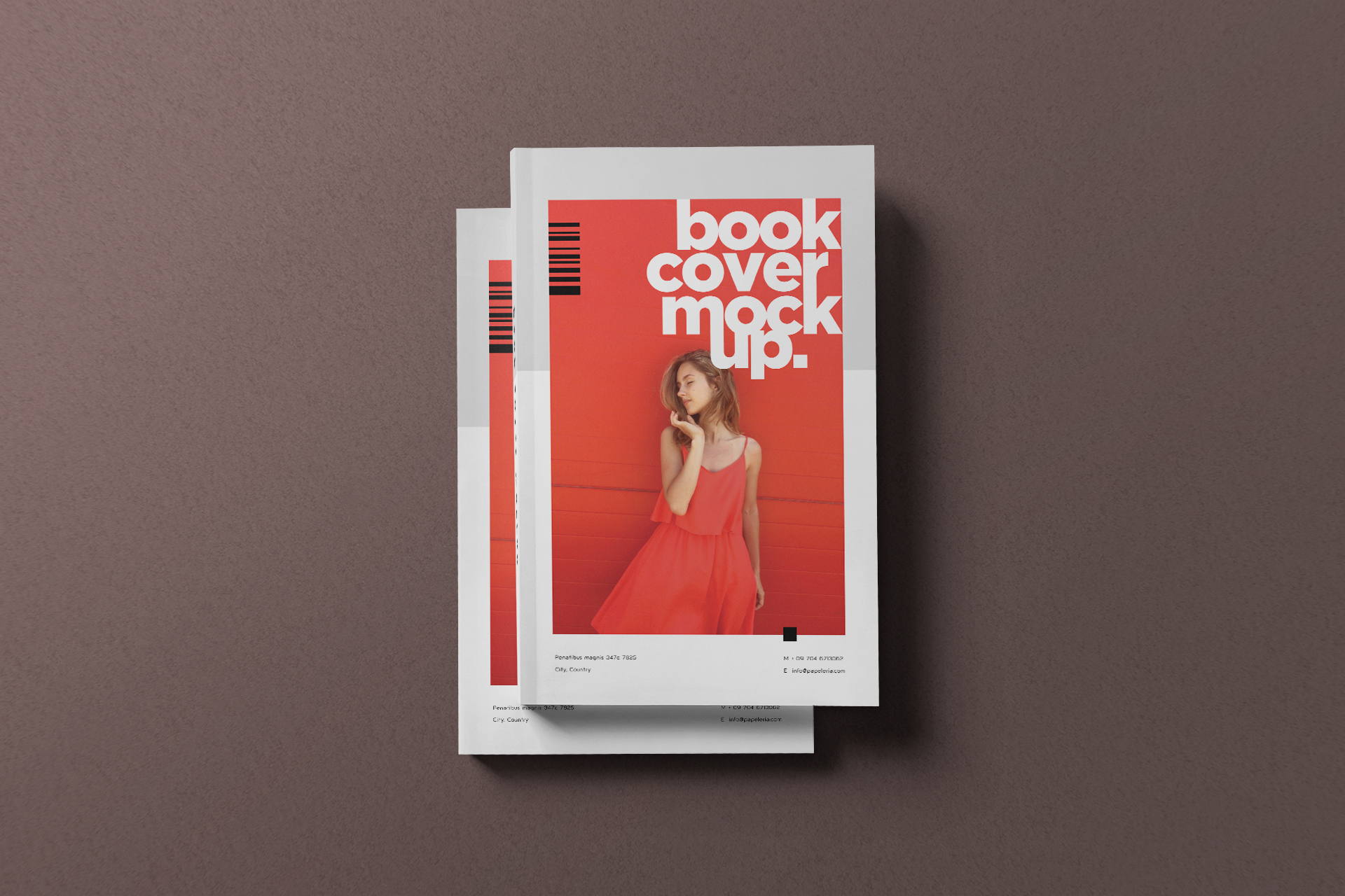Paperback Book Cover Mock-up Realistic Stack View