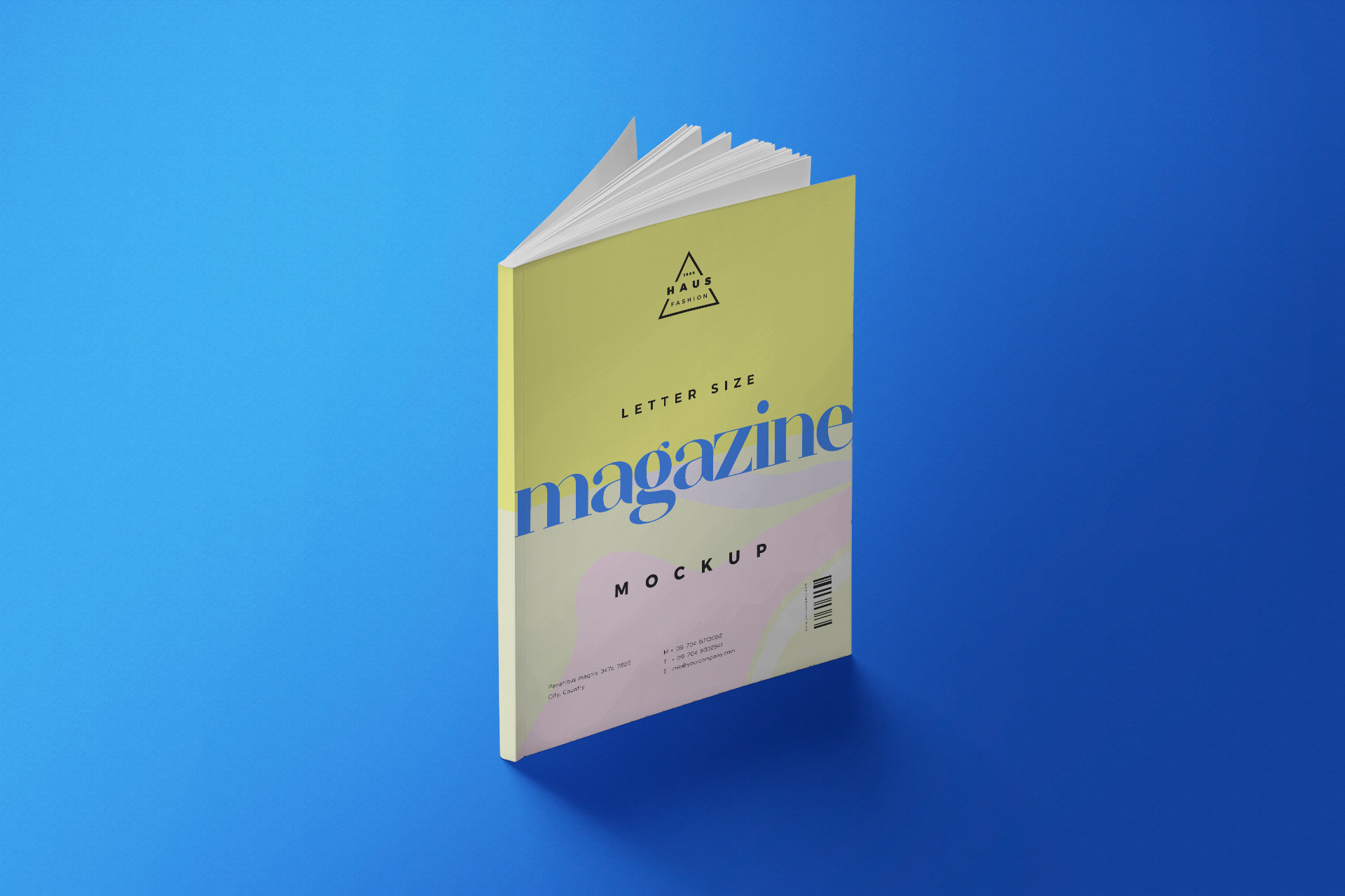 US Letter Size Magazine Cover Mock-up Standing View