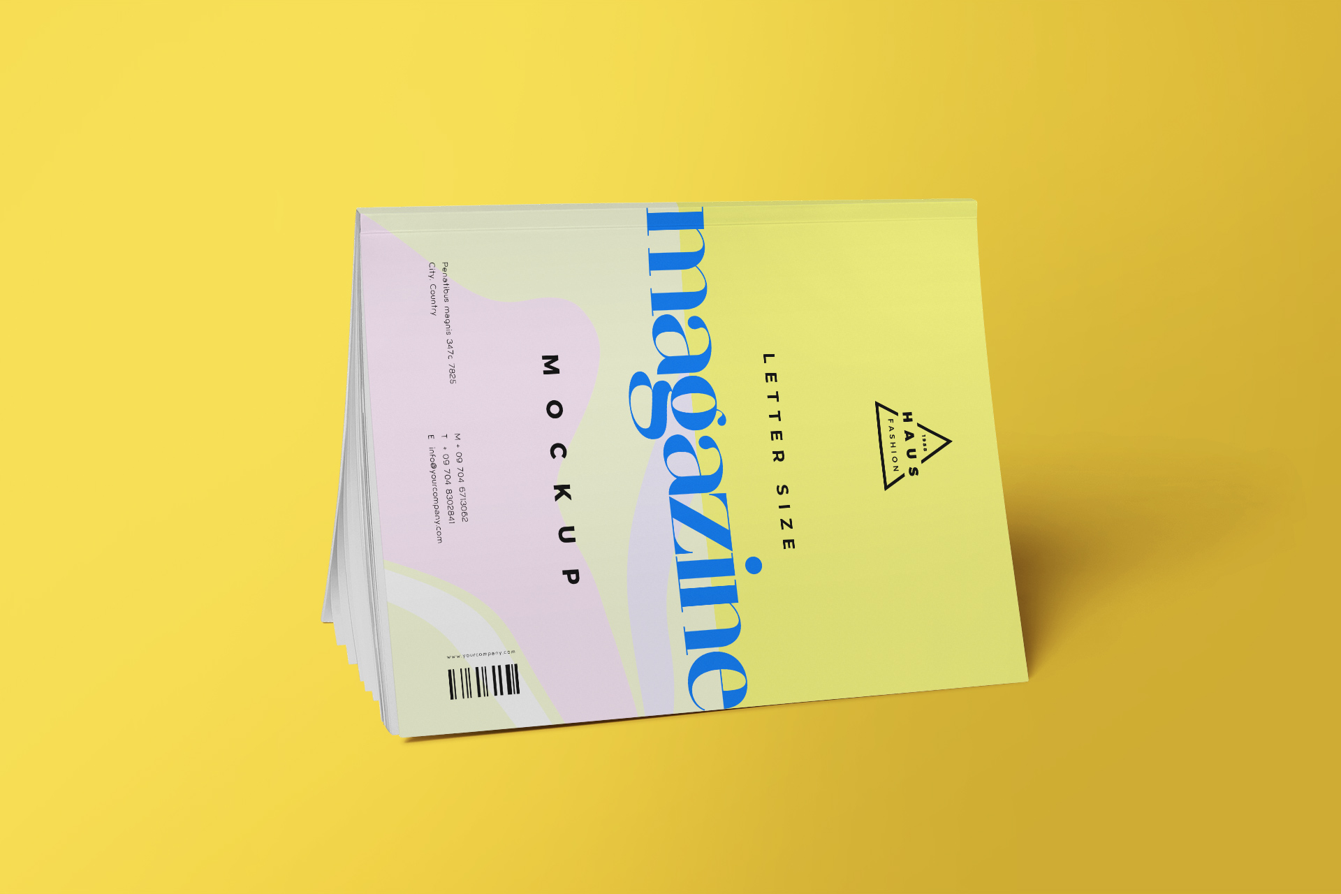 US Letter Magazine Cover Mock-up Realistic Side Display