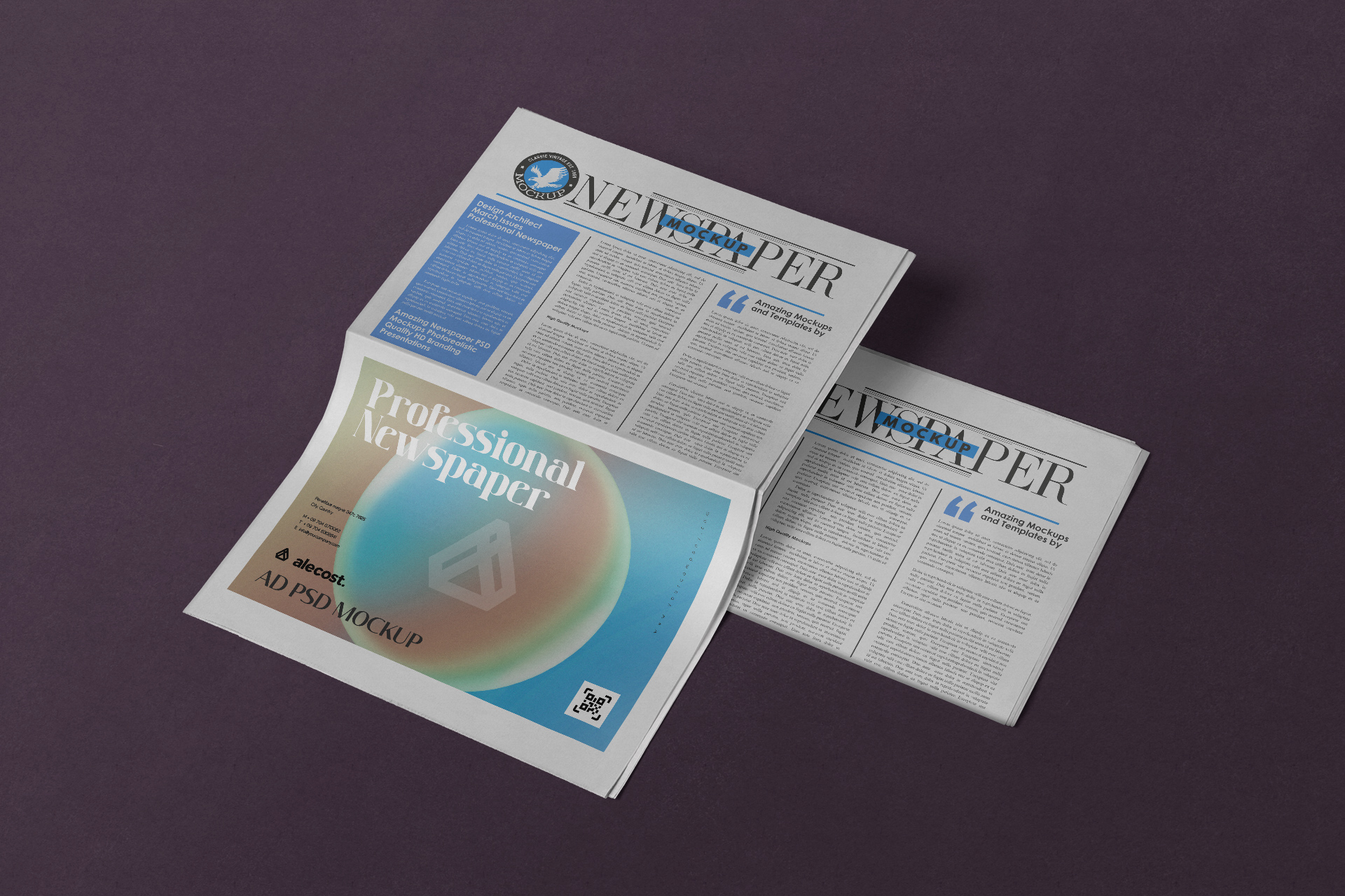 Folded Newspaper Mock-up Realistic Stacked Layout