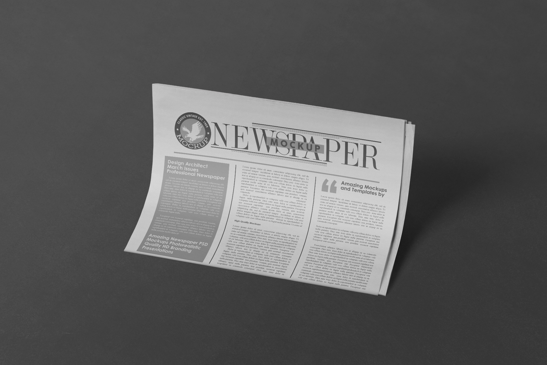 Folded Newspaper Mock-up Realistic Front Display