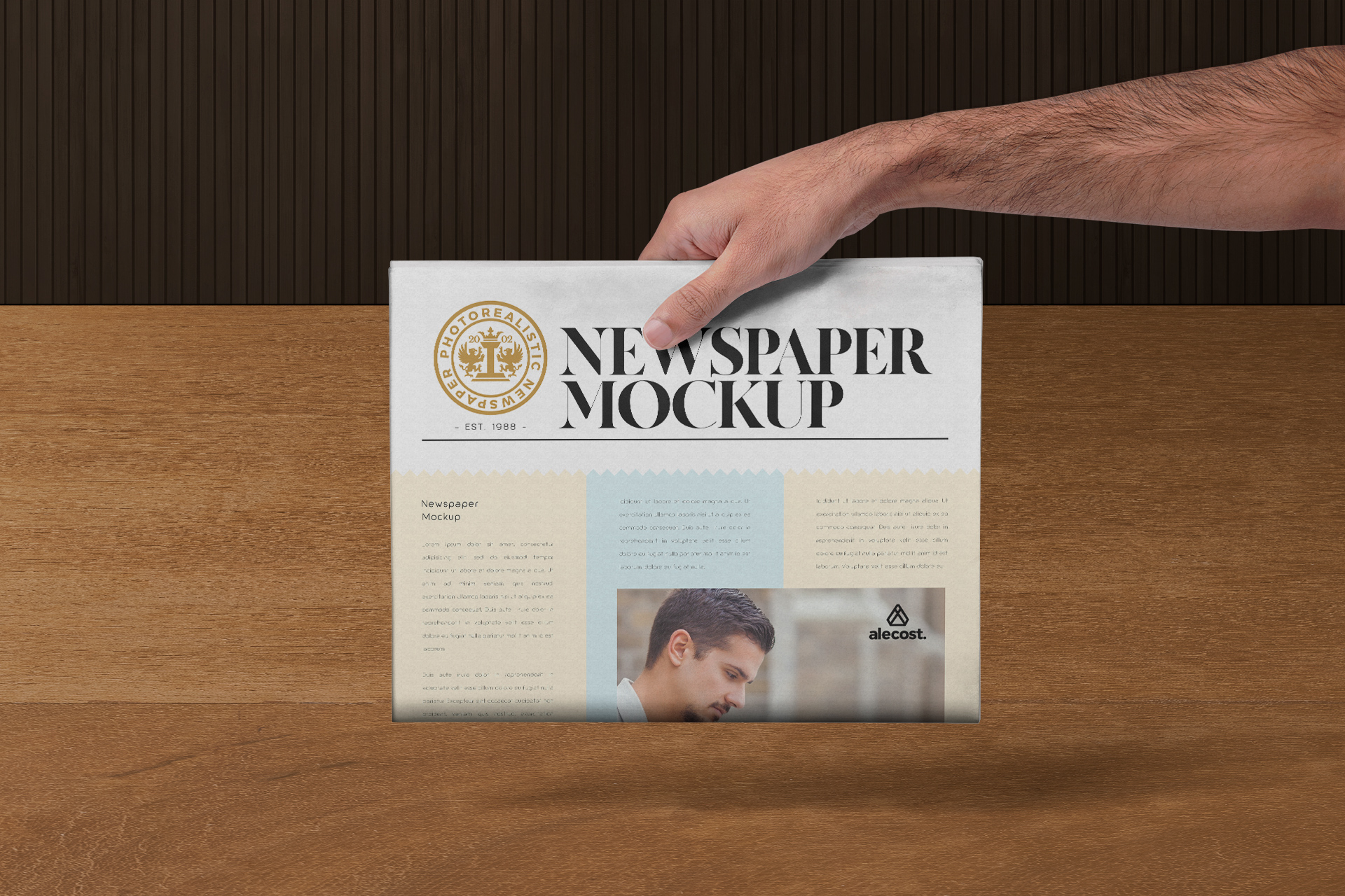 Folded Newspaper Mock-up Realistic Handheld Display