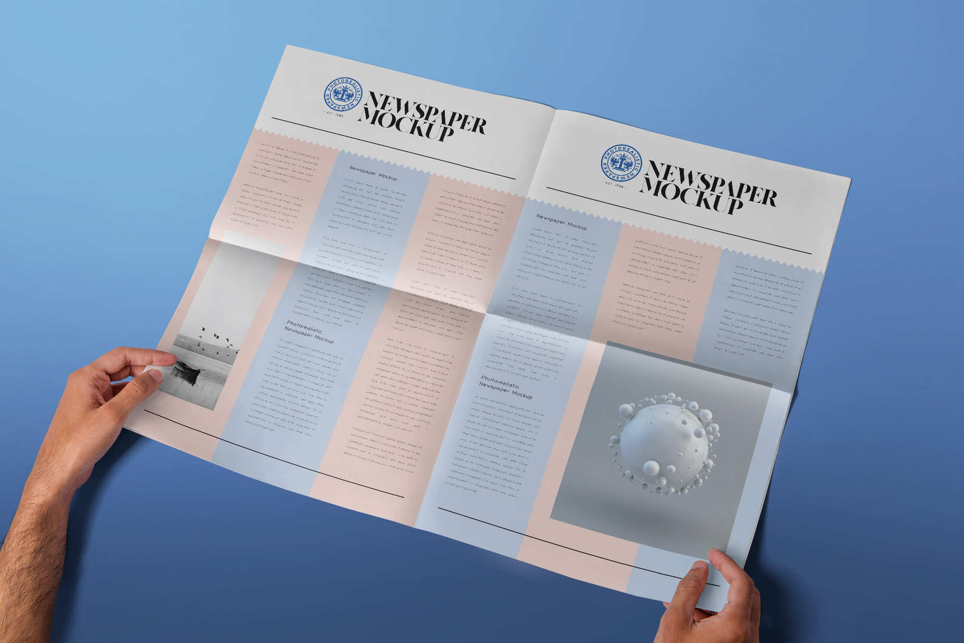 Open Newspaper Mock-up Realistic Editorial Spread