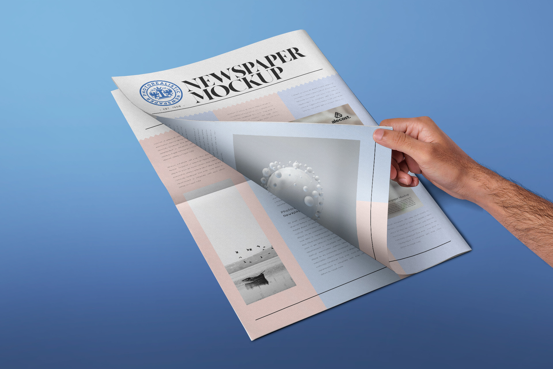 Realistic Newspaper Page Turn Mock-up Presentation