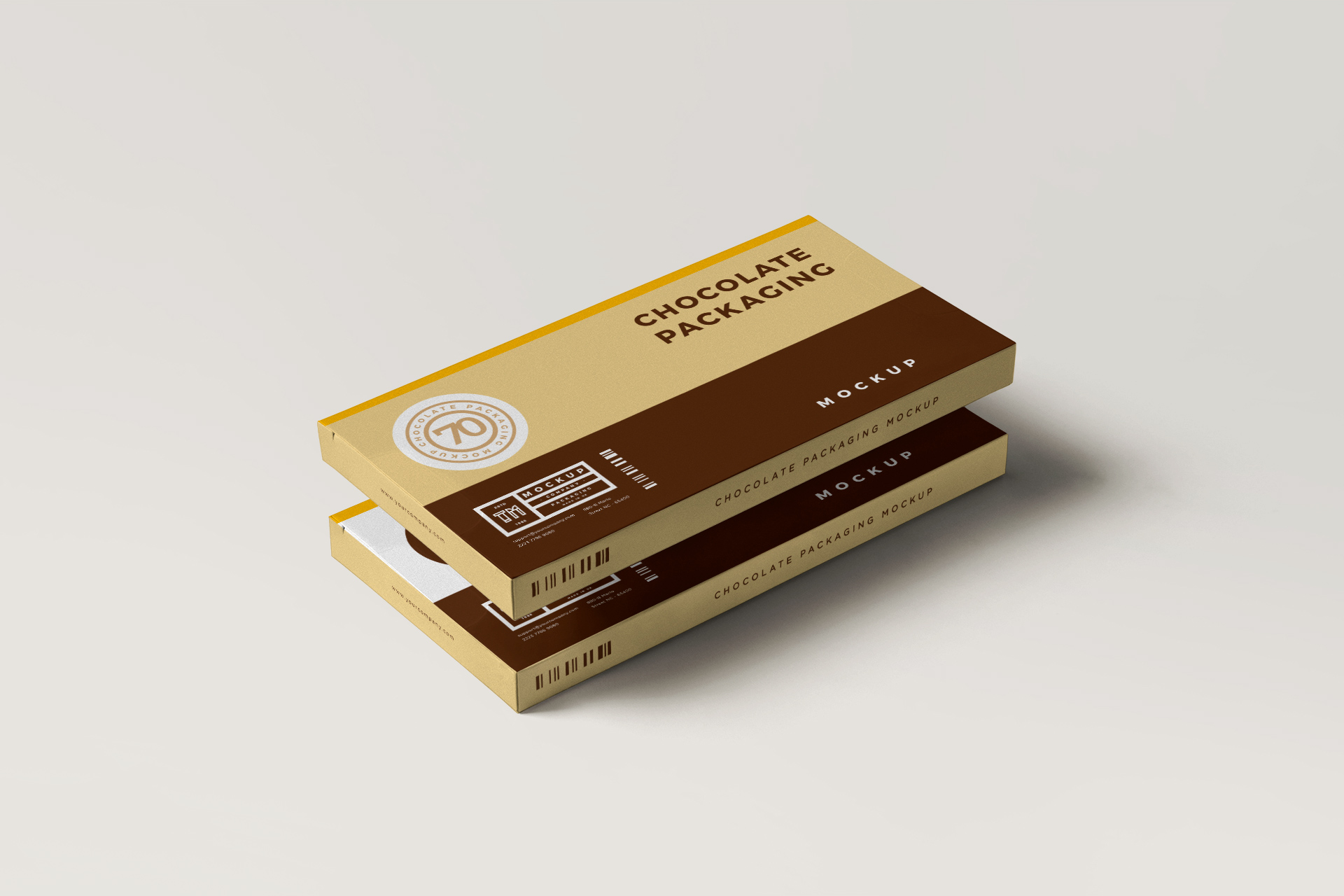 Stacked Chocolate Bar Packaging Mockup Realistic PSD