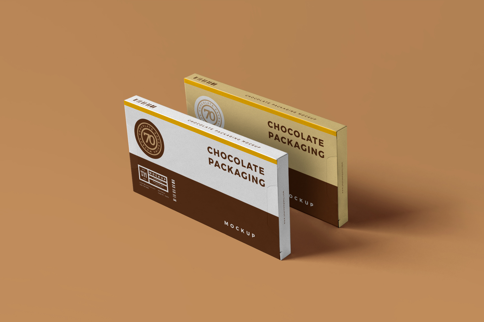 Chocolate Bar Packaging Mockup Angled Double Display