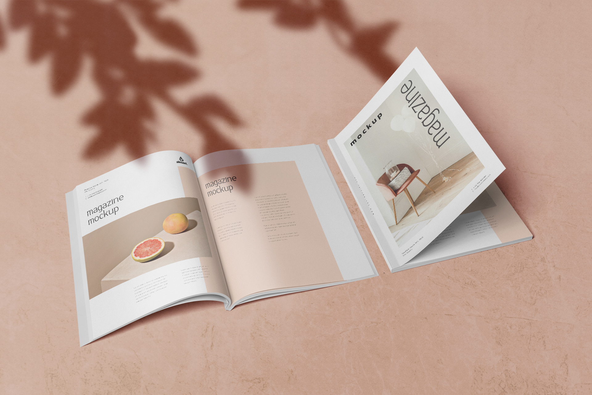 A4 Magazine Mockup Open and Closed Realistic View