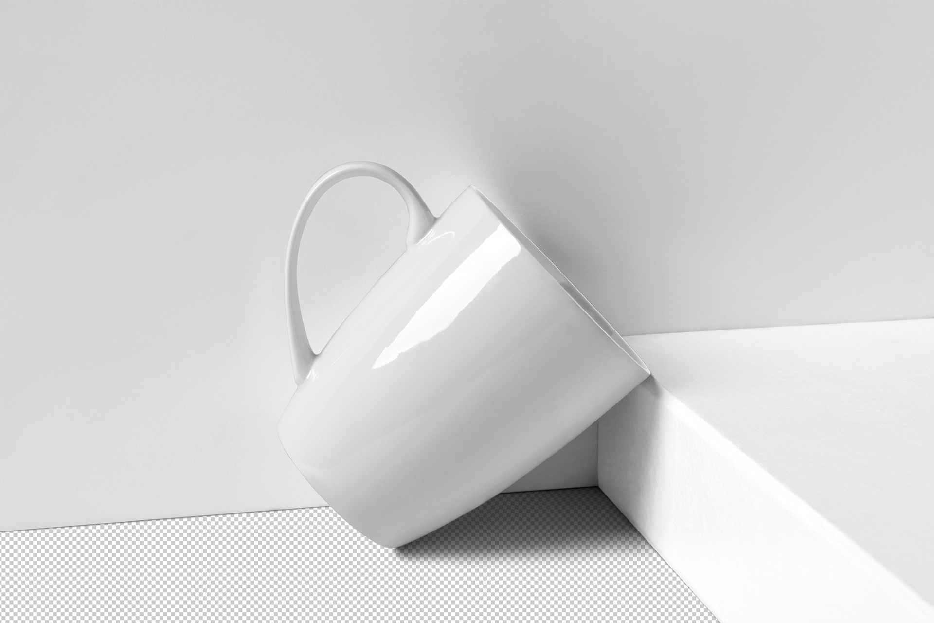 Floating Ceramic Mug Mockup with Realistic Shadows