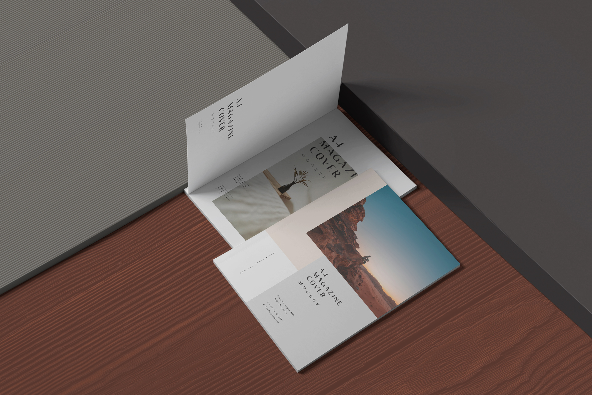 A4 Magazine Inside Cover Mockup Realistic PSD Layout