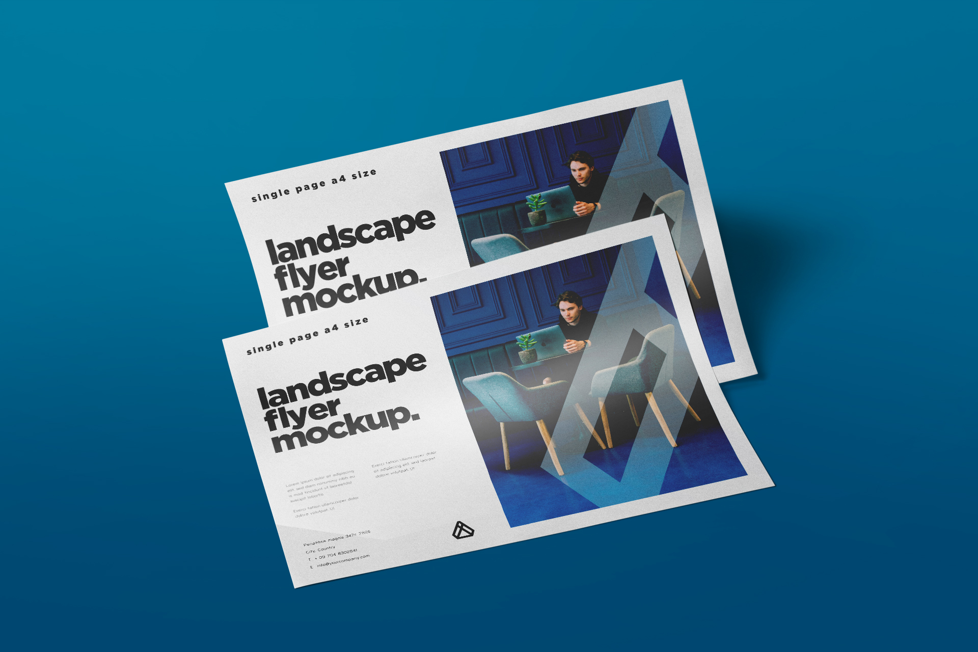 Landscape Flyer Mockup with Realistic Shadows
