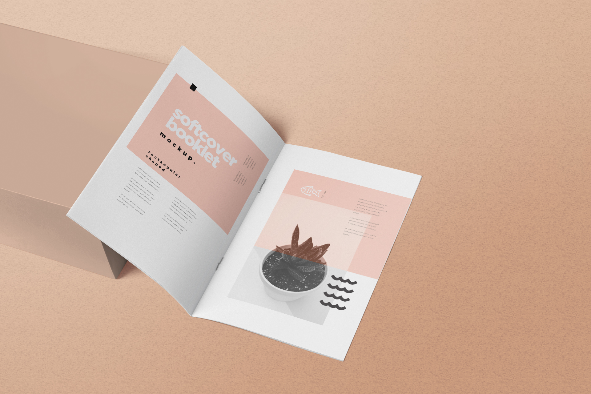 Softcover Booklet Mockup with Realistic Page Spread