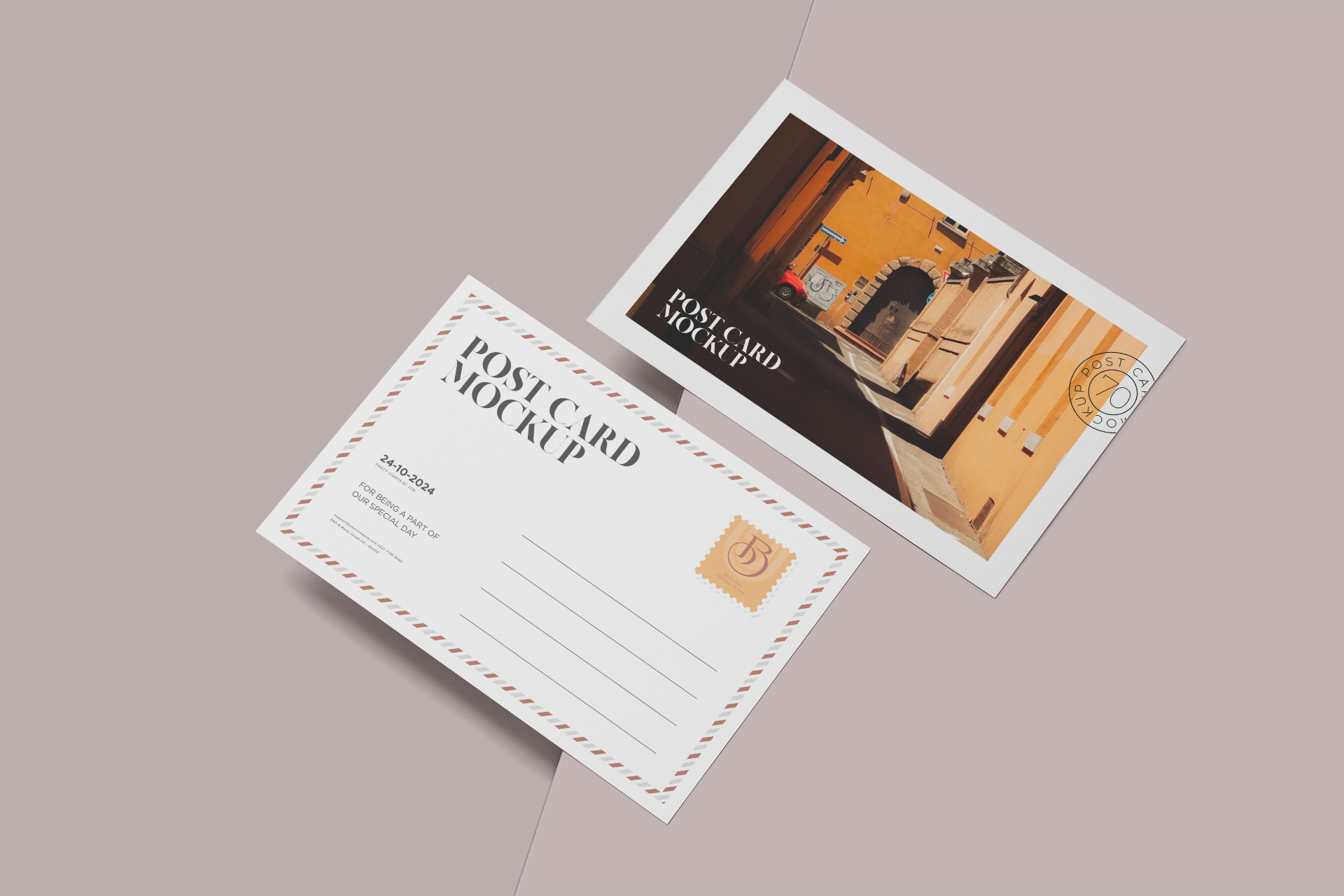 Floating Postcard Mockup Realistic Perspective PSD