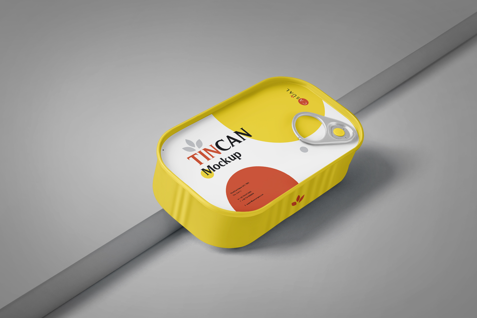 Floating Tin Can Mockup with Open Lid