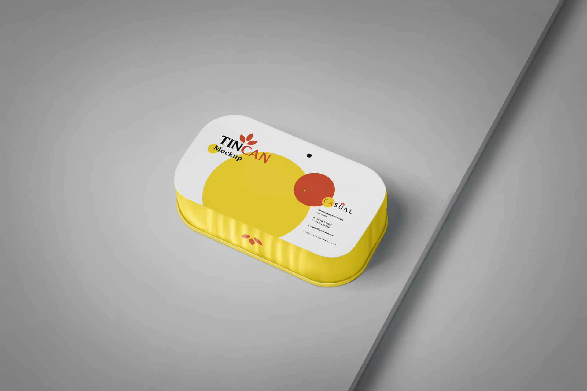 Editable Tin Can Mockup with Realistic Shadows