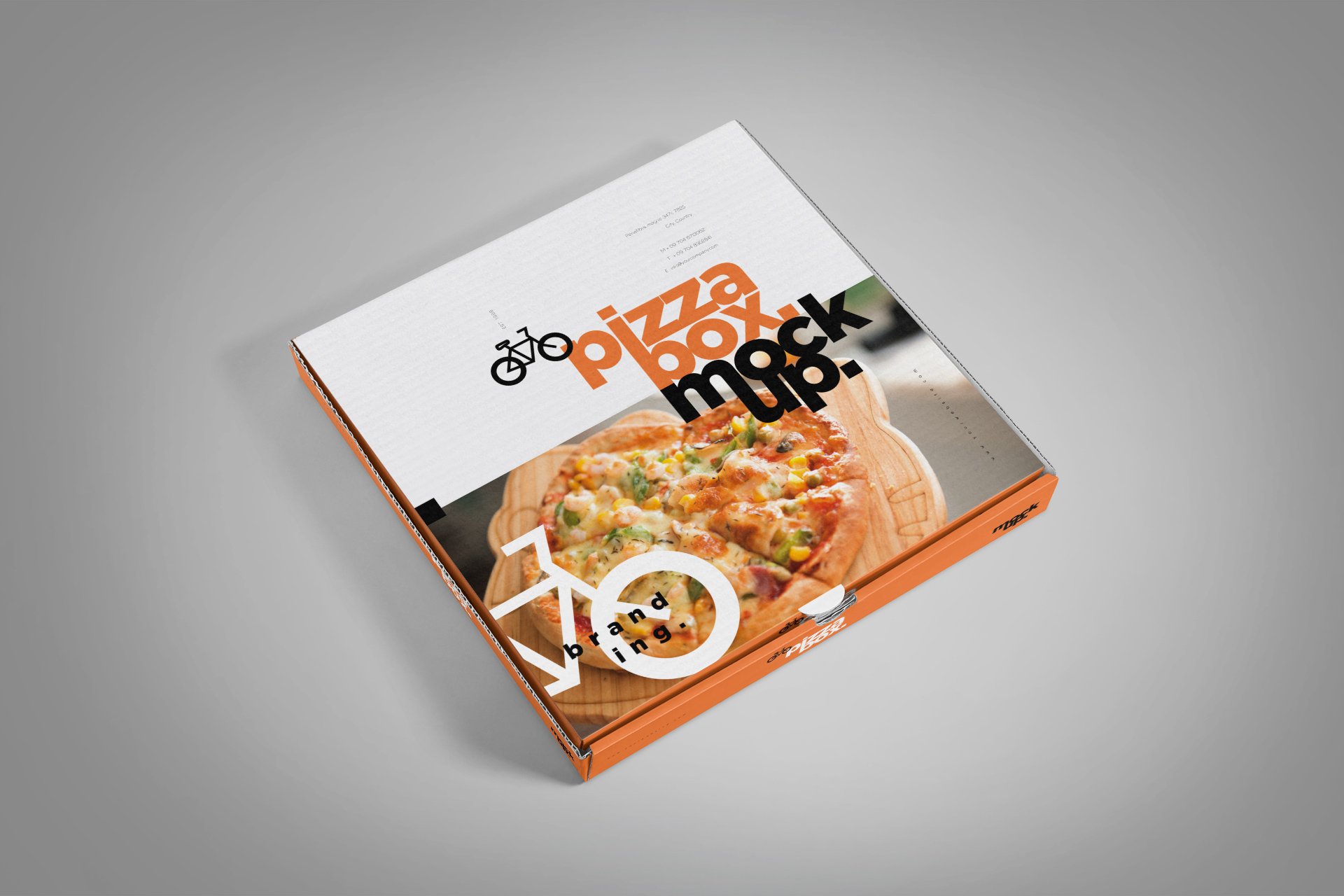 Realistic Pizza Box Mockup with Branding