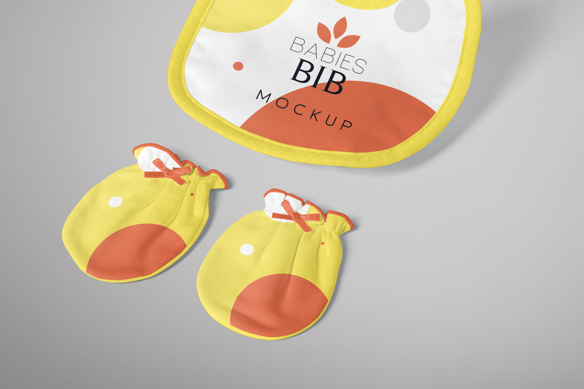 baby bib and mittens mock-up