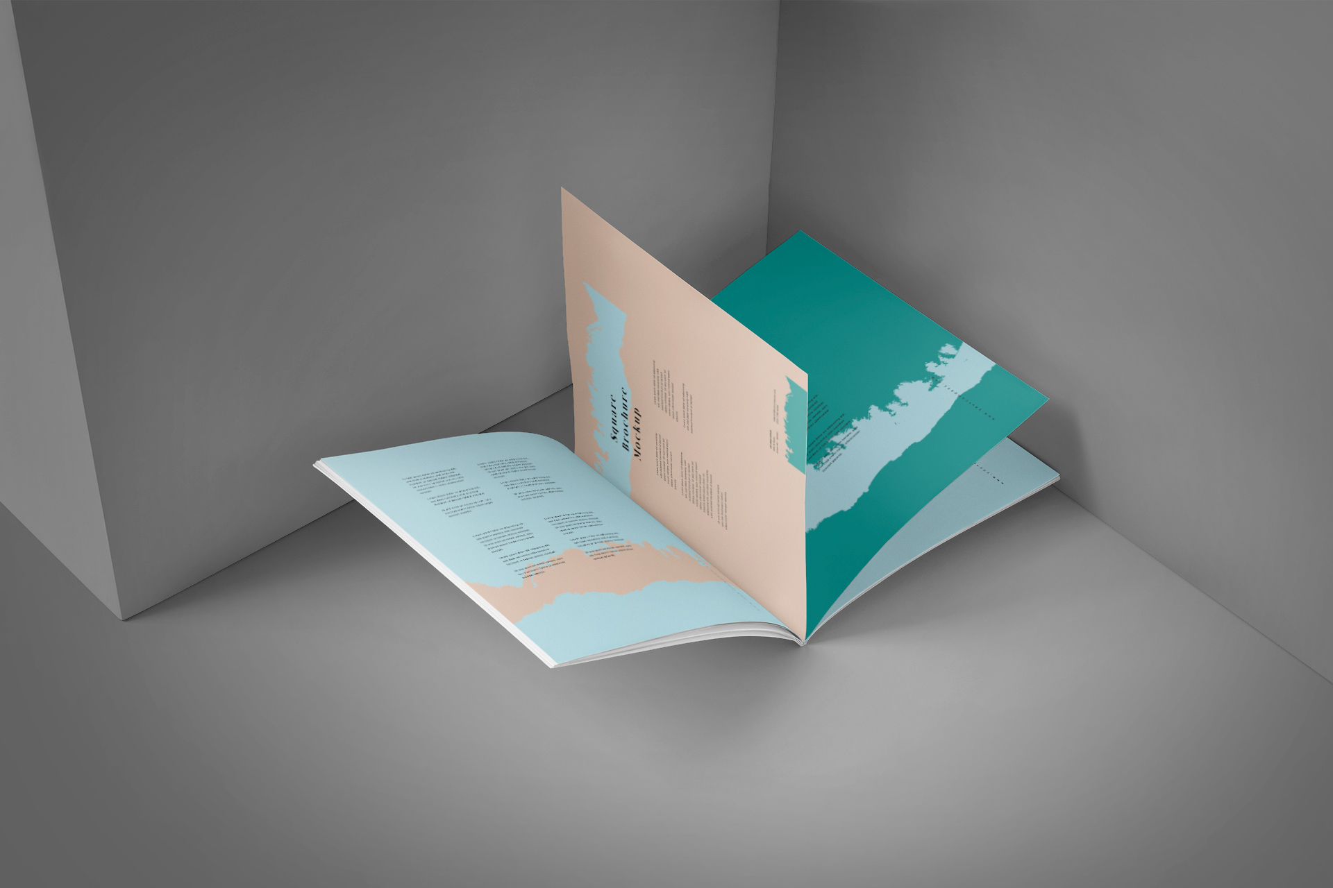 Half Open Square Brochure Mockup Customizable PSD