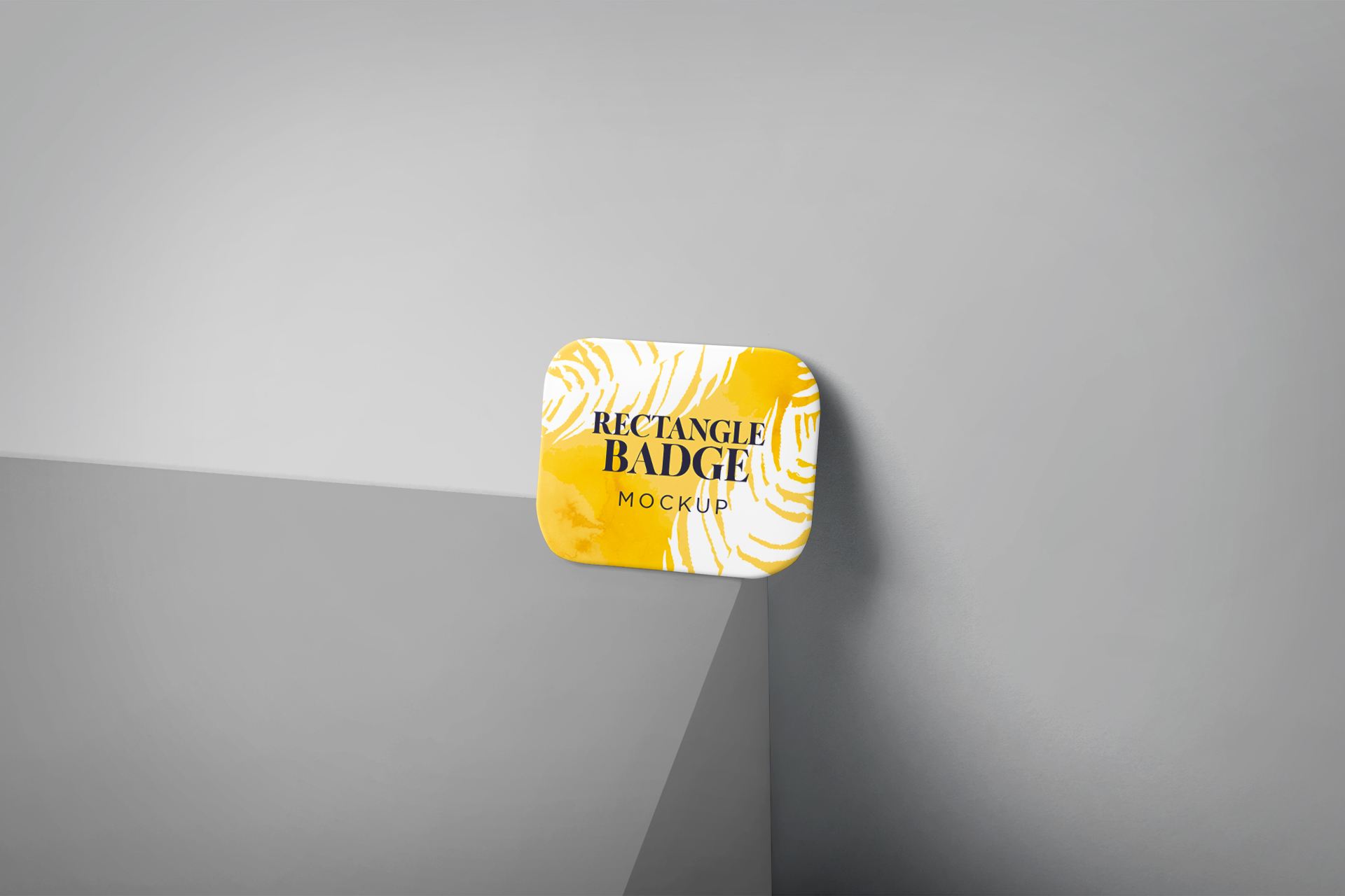 Realistic Rectangle Badge Mockup with 3D Display