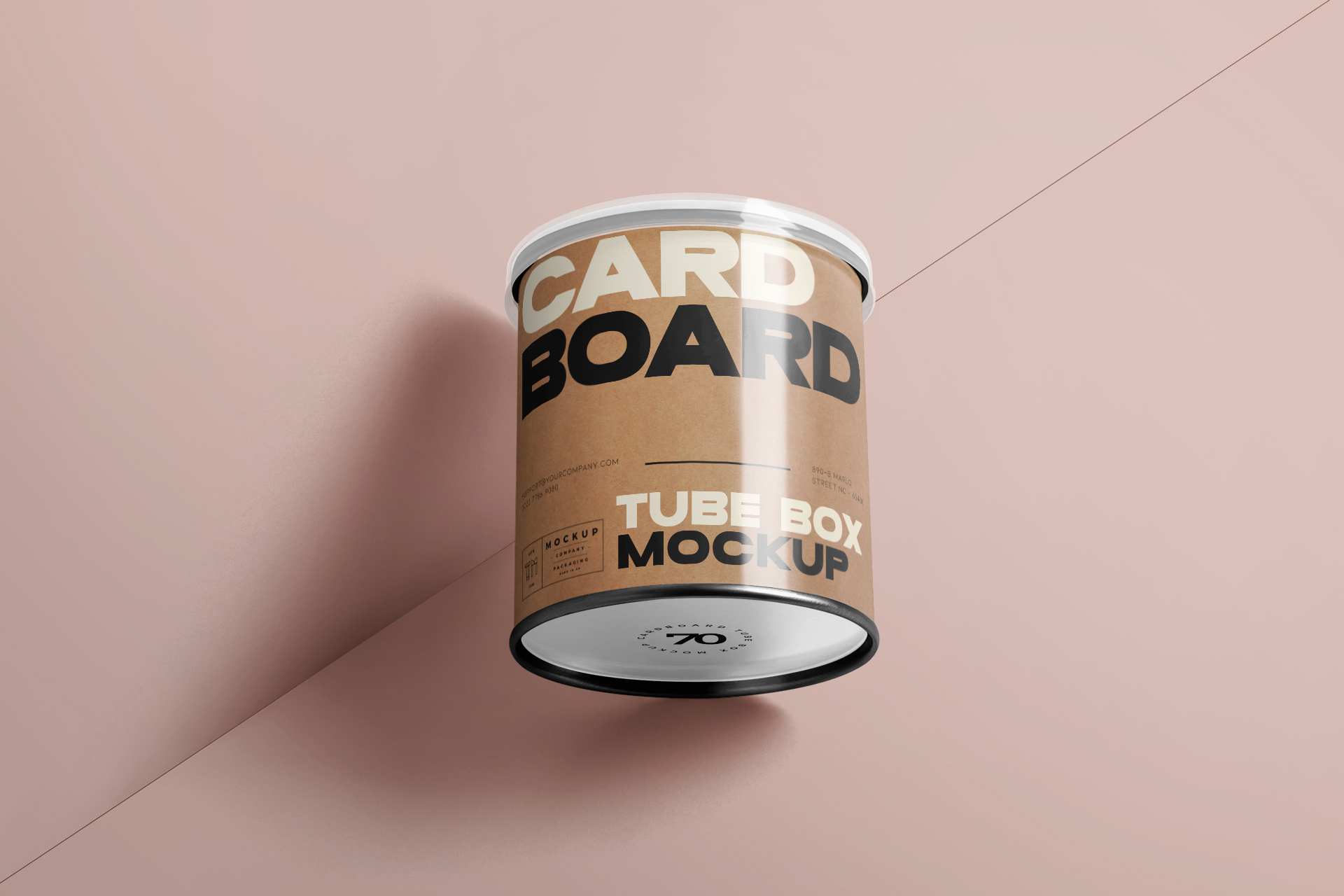 Cardboard Tube Packaging Mockup Open Lid View