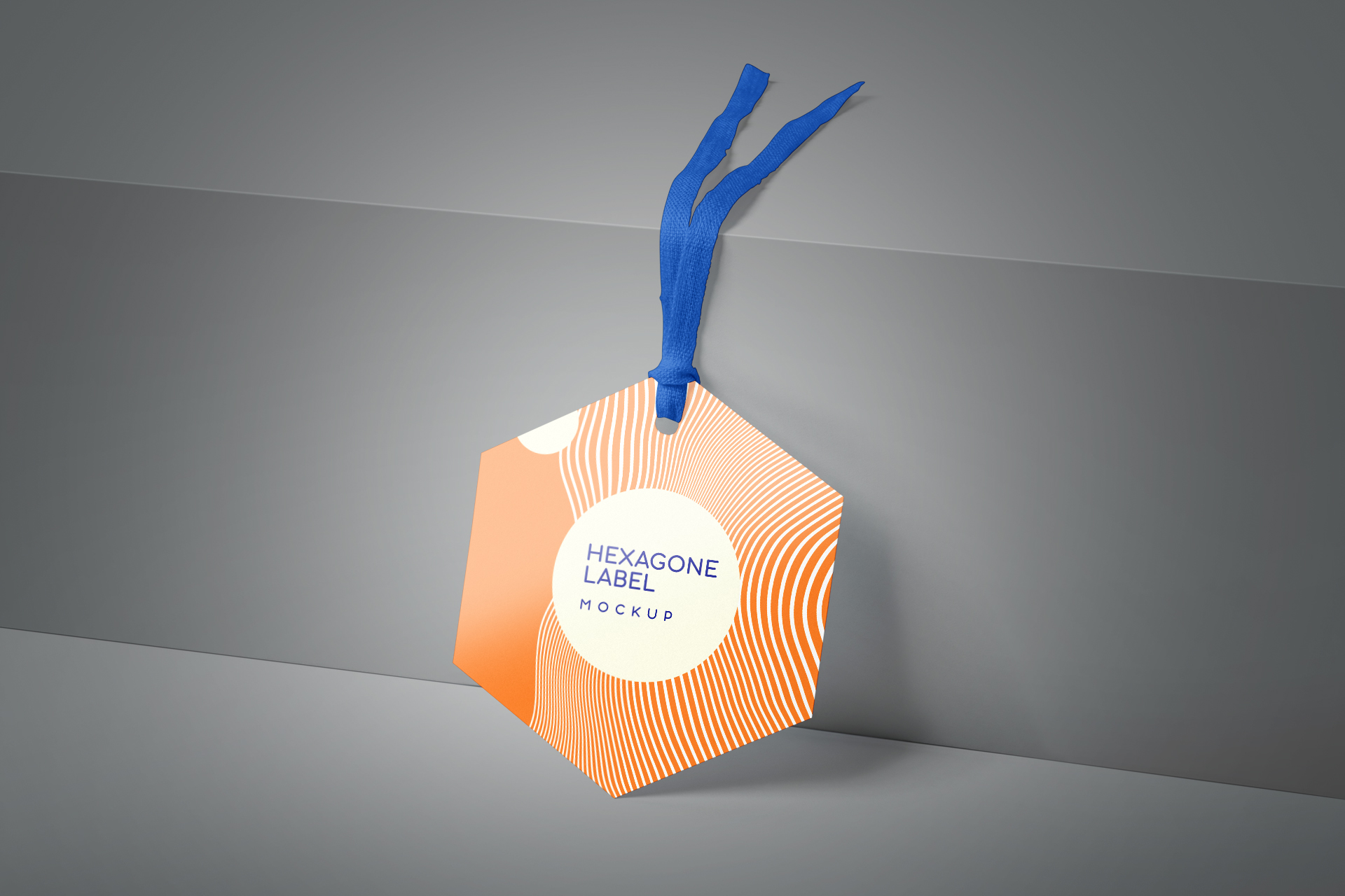 Hexagon Label Mockup with Realistic Hanging Effect