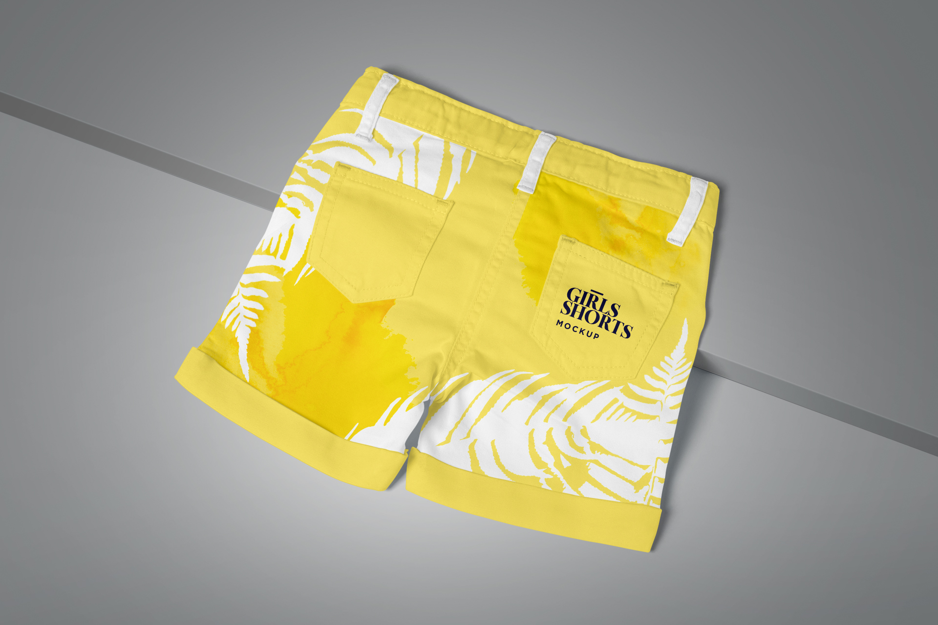 Back View Girls’ Denim Shorts Mockup for Branding