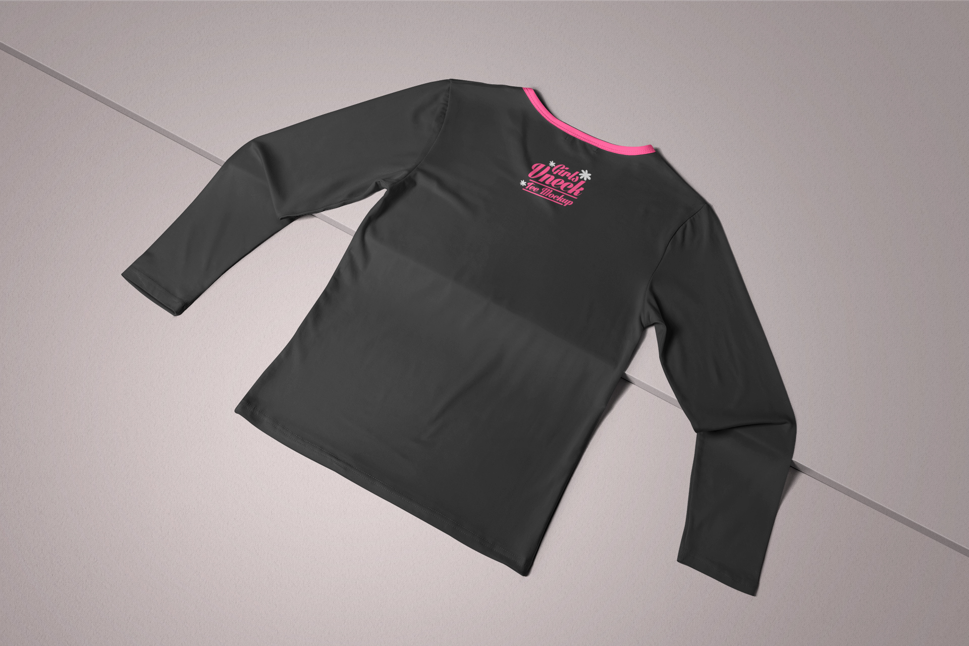 Back View Women’s V-Neck Long Sleeve T-Shirt Mockup