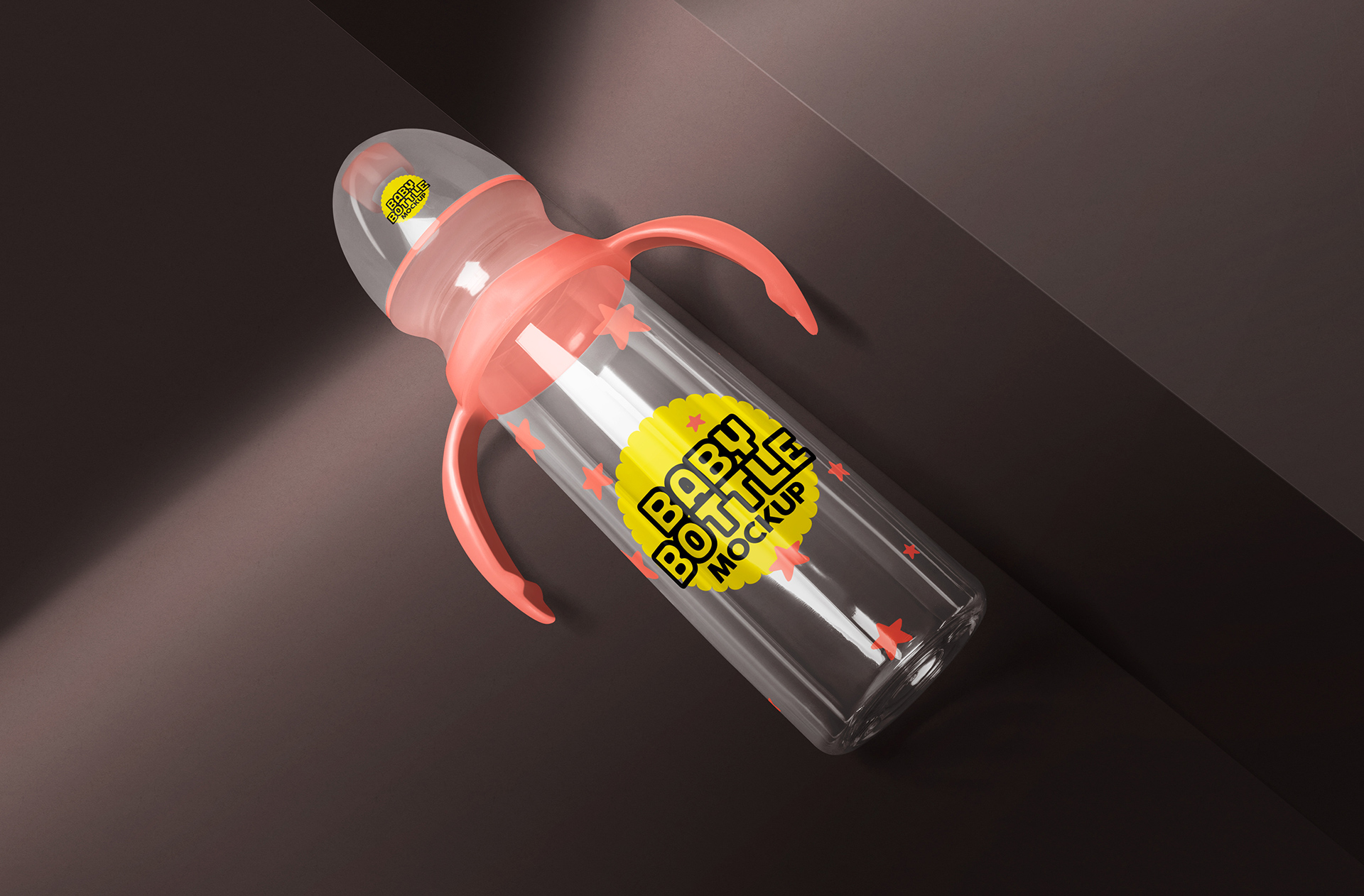 Photorealistic Baby Bottle Mockup with Handles