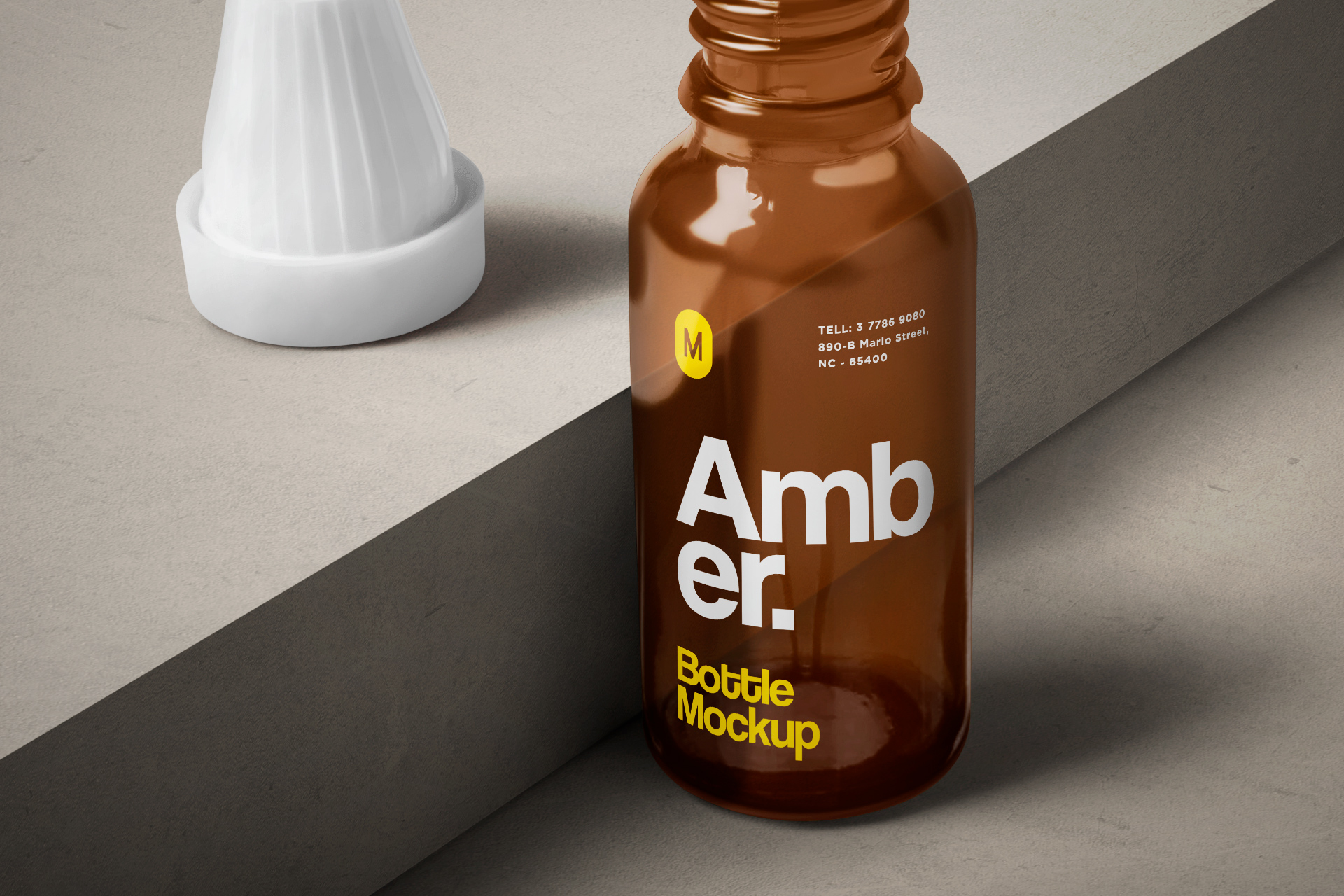 amber glass bottle mock-up