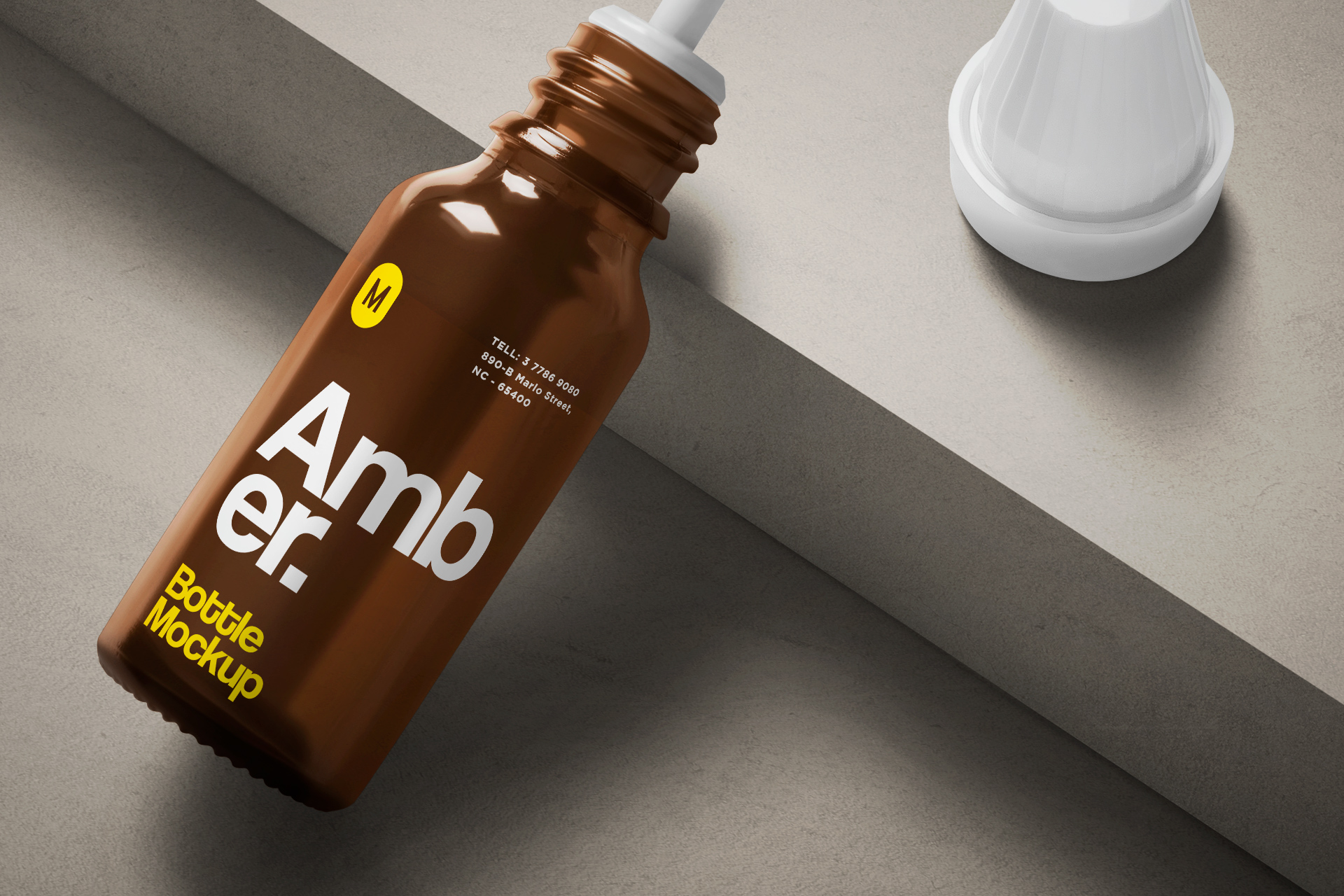 amber glass bottle mock-up