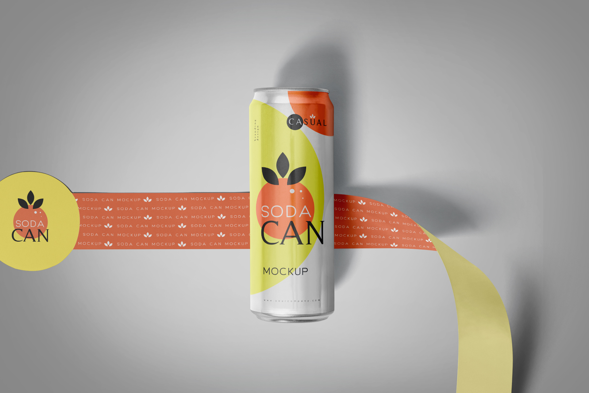 Premium Floating Soda Can Mockup with Customizable Label