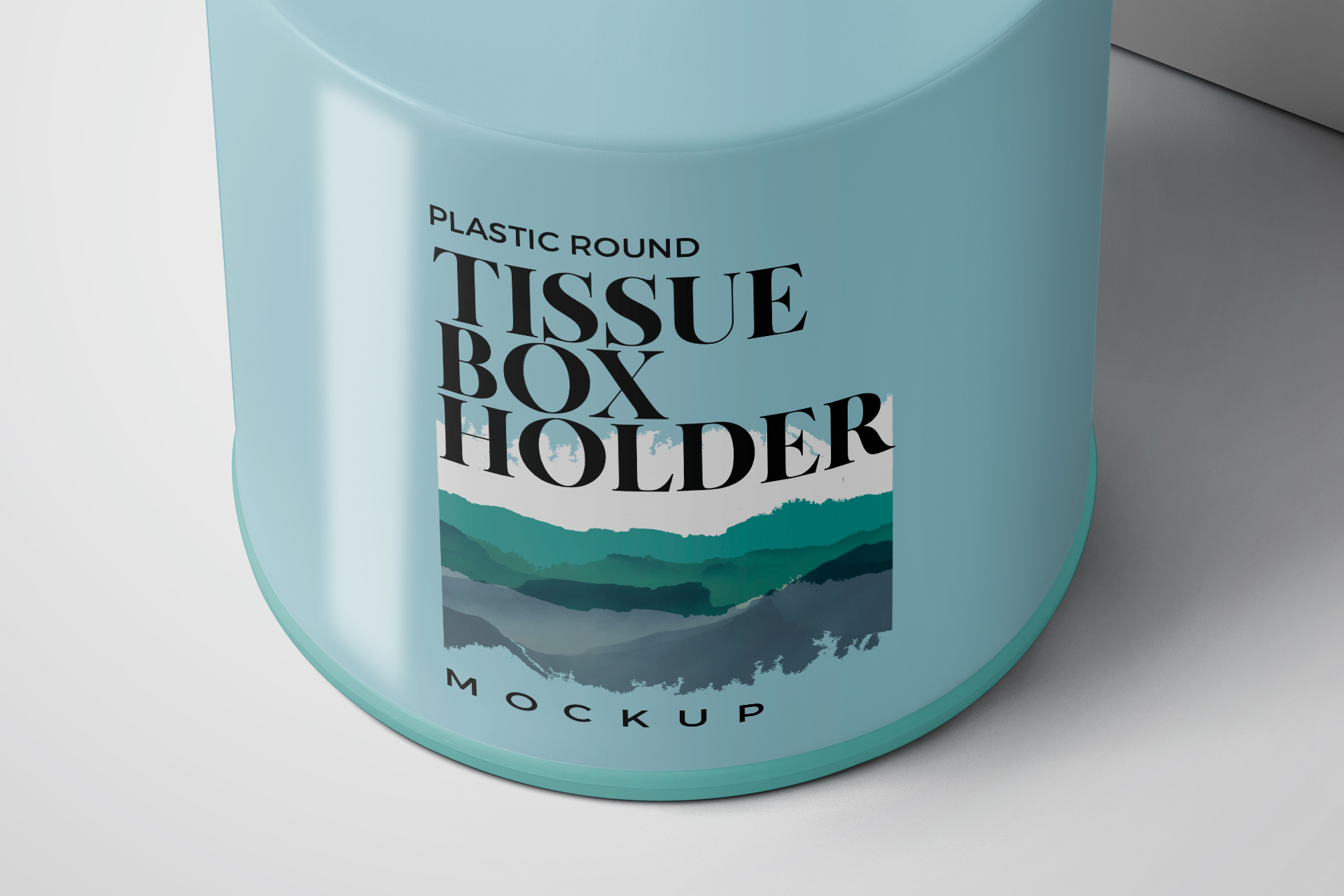 Plastic Round Tissue Box Holder Mockup Realistic PSD