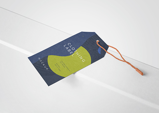 Floating Clothing Label Tag Mockup Realistic PSD