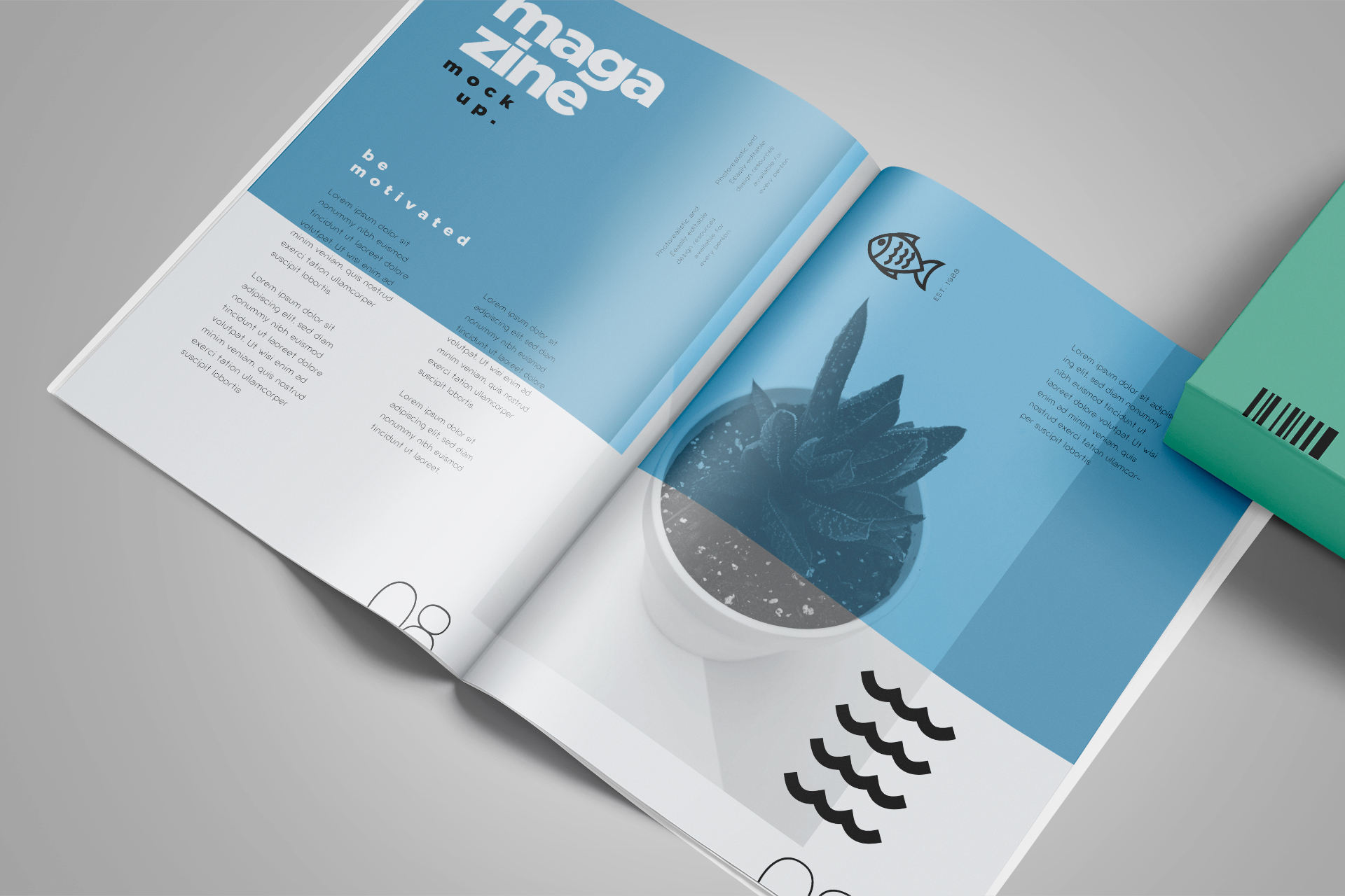 Open Magazine Mockup Double-Page Spread